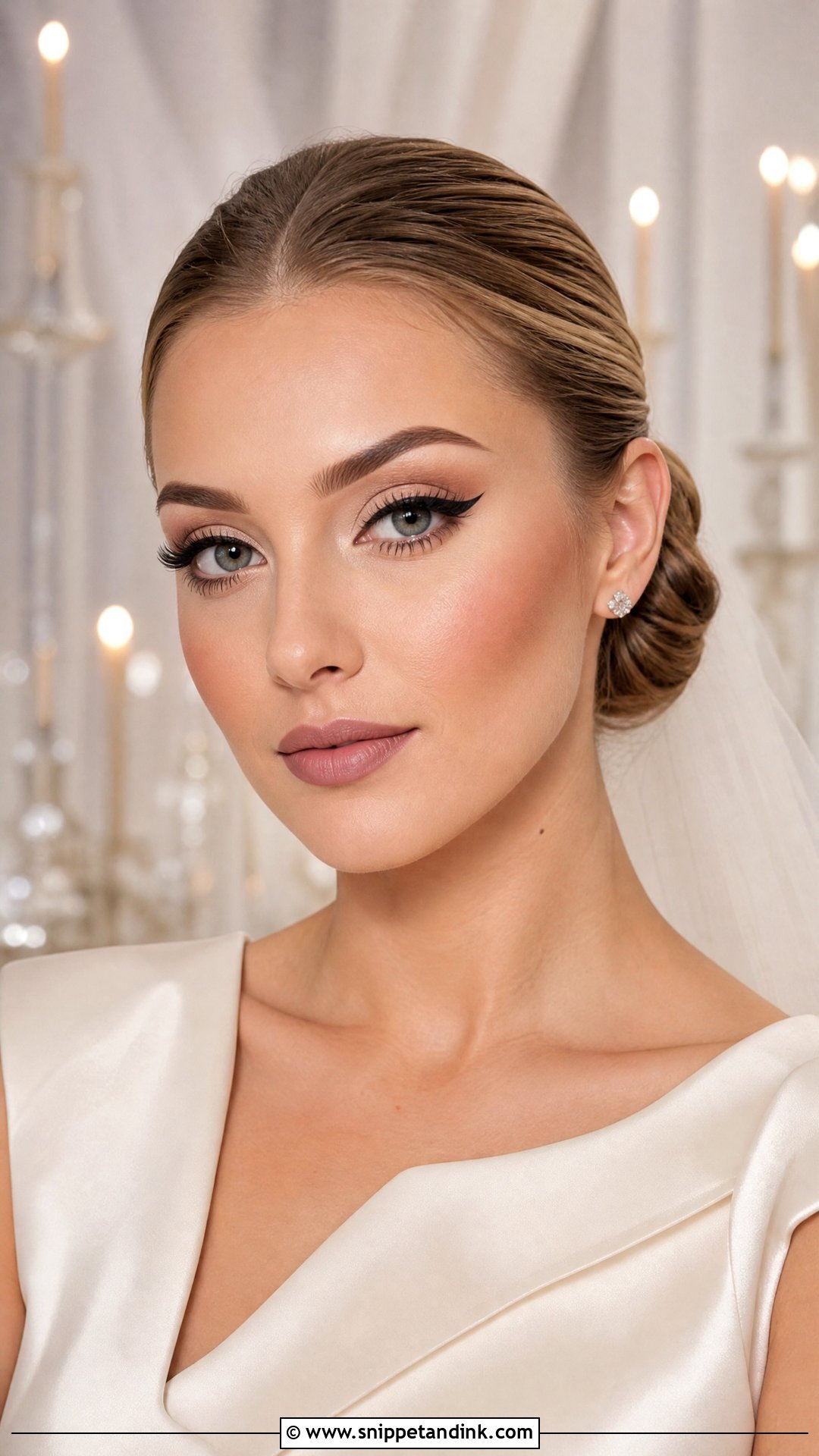 Matte Bridal Makeup With Winged Eyeliner - Snippet and Ink - 20 Bridal Makeup Winged Eyeliner Ideas