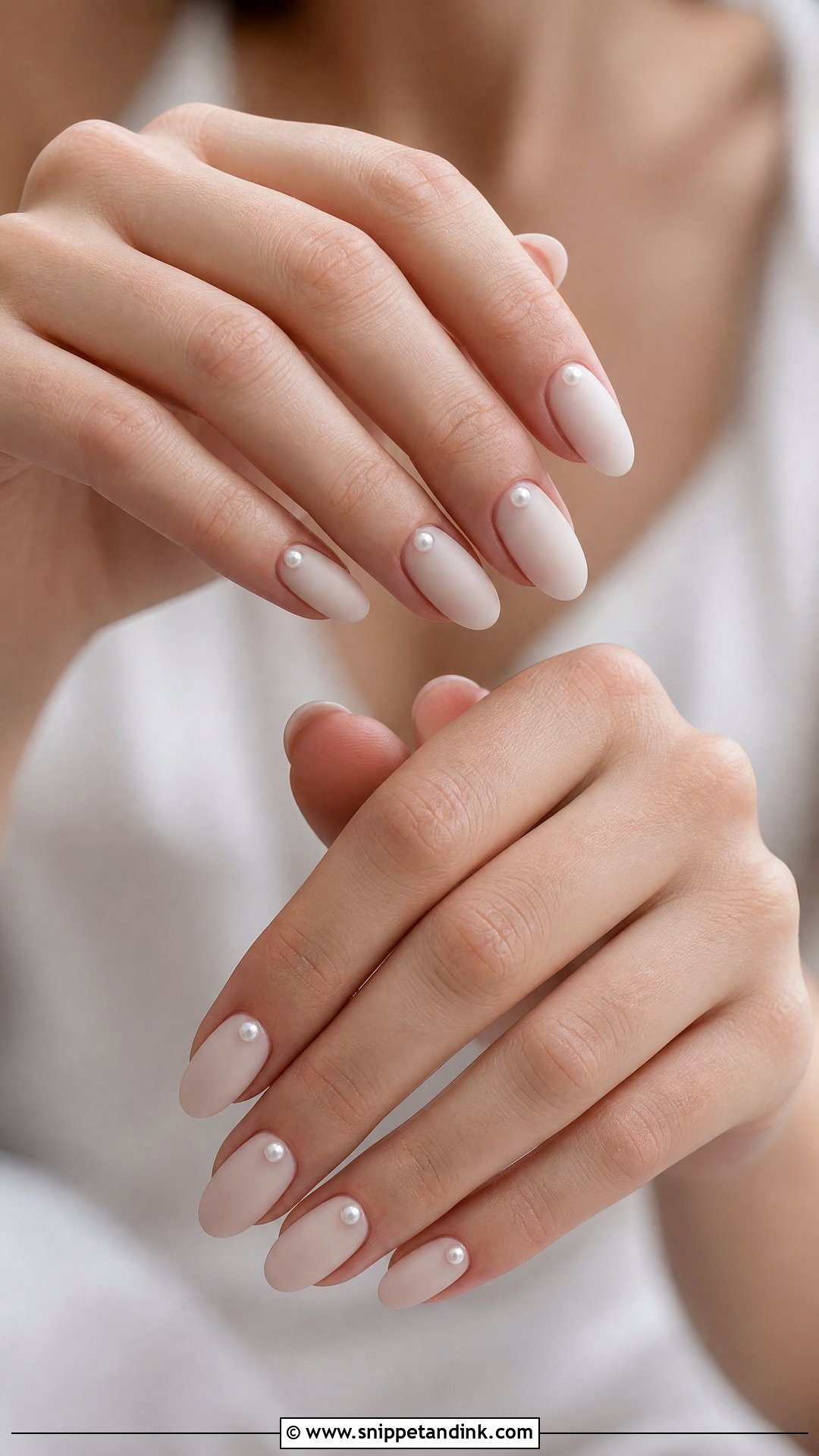 Matte Bridal Nails With Pearls - Snippet and Ink - 25 Bridal Nails with Pearls