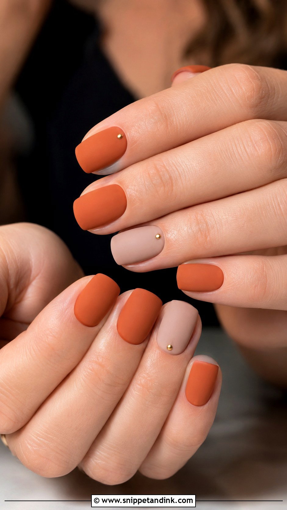 Matte Burnt Orange Wedding Nails - Snippet and Ink - 20 Burnt Orange Wedding Nails