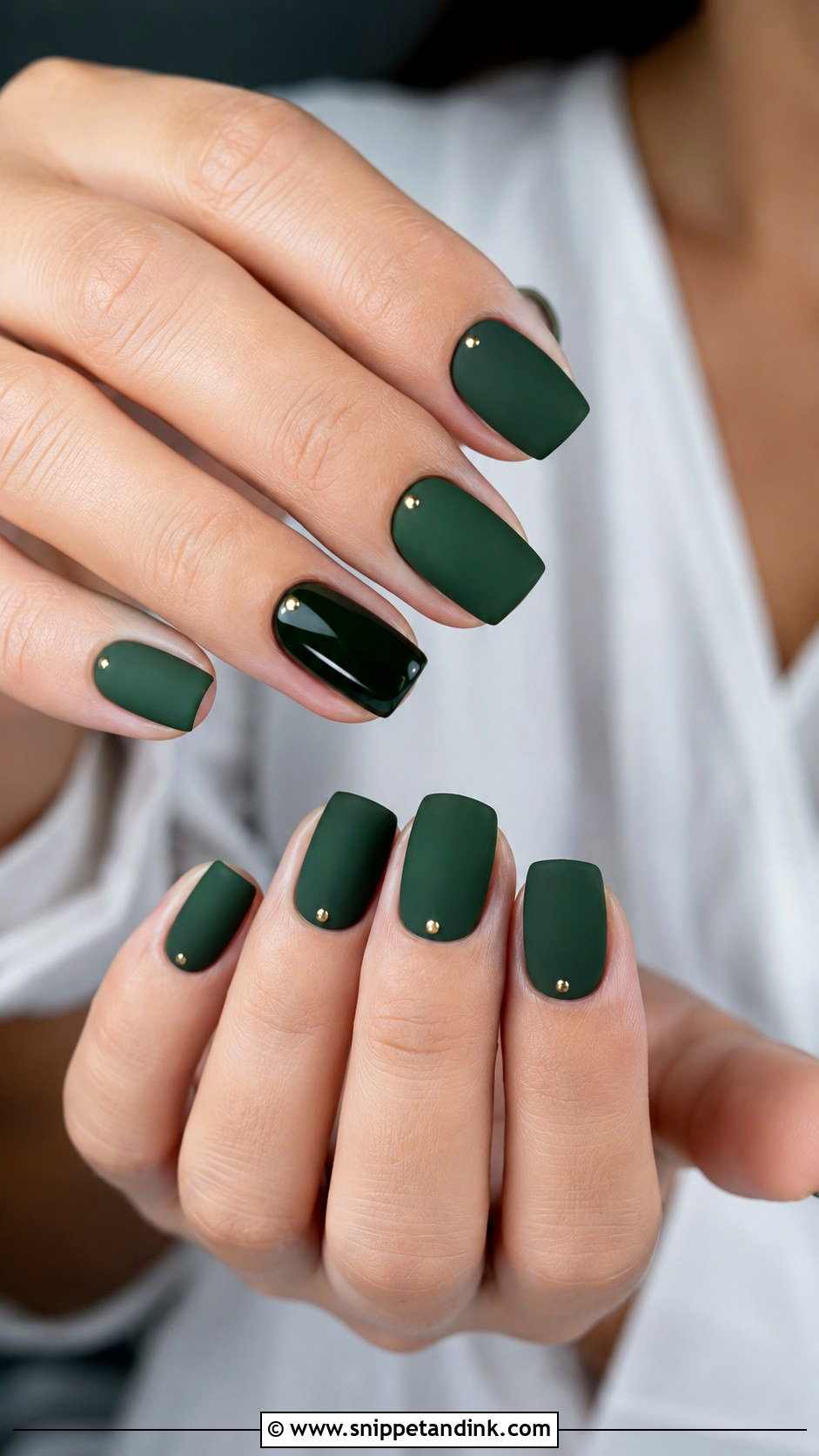 Matte Dark Green Wedding Nails - Snippet and Ink - 20 Dark Green Wedding Nails