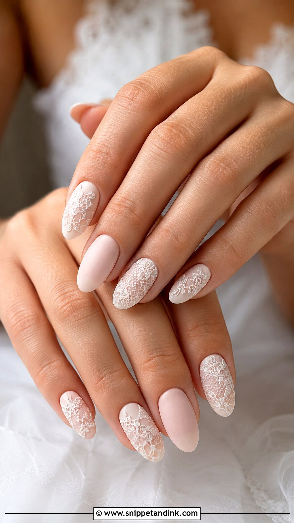 Matte Lace Bridal Nails - Snippet and Ink - 20 Lace Bridal Nails