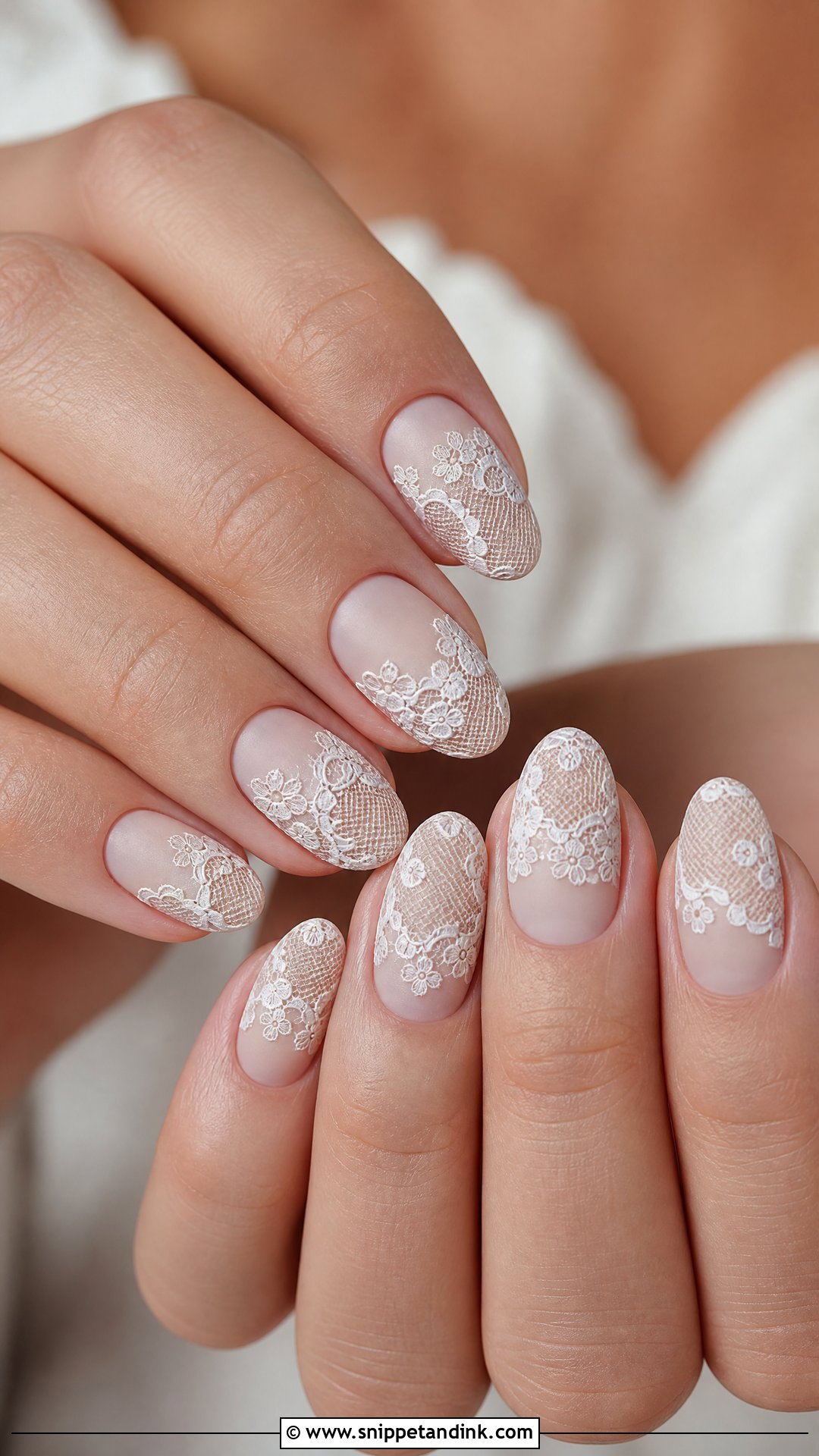 Matte Lace Wedding Nails - Snippet and Ink - 25 Lace Wedding Nails