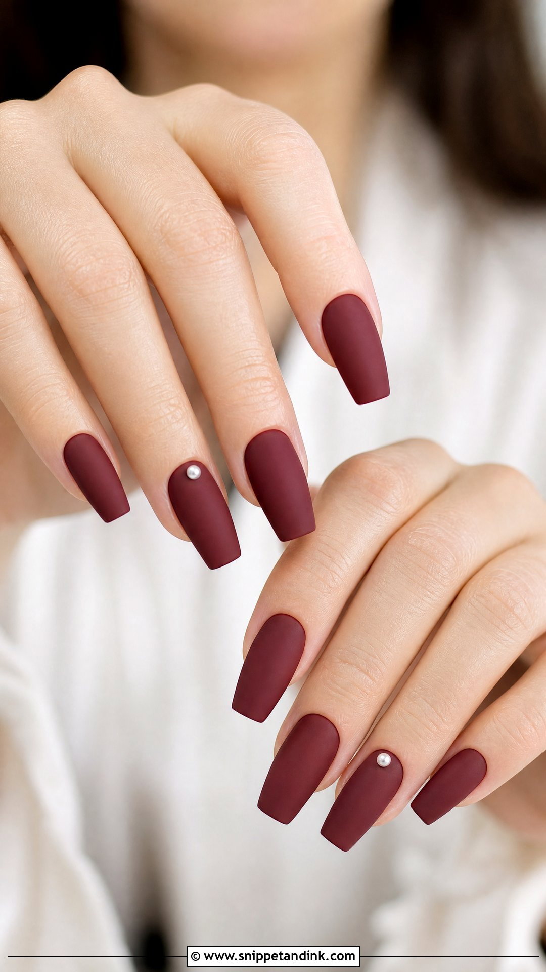 Matte Maroon Bridal Nails - Snippet and Ink - 25 Maroon Bridal Nails