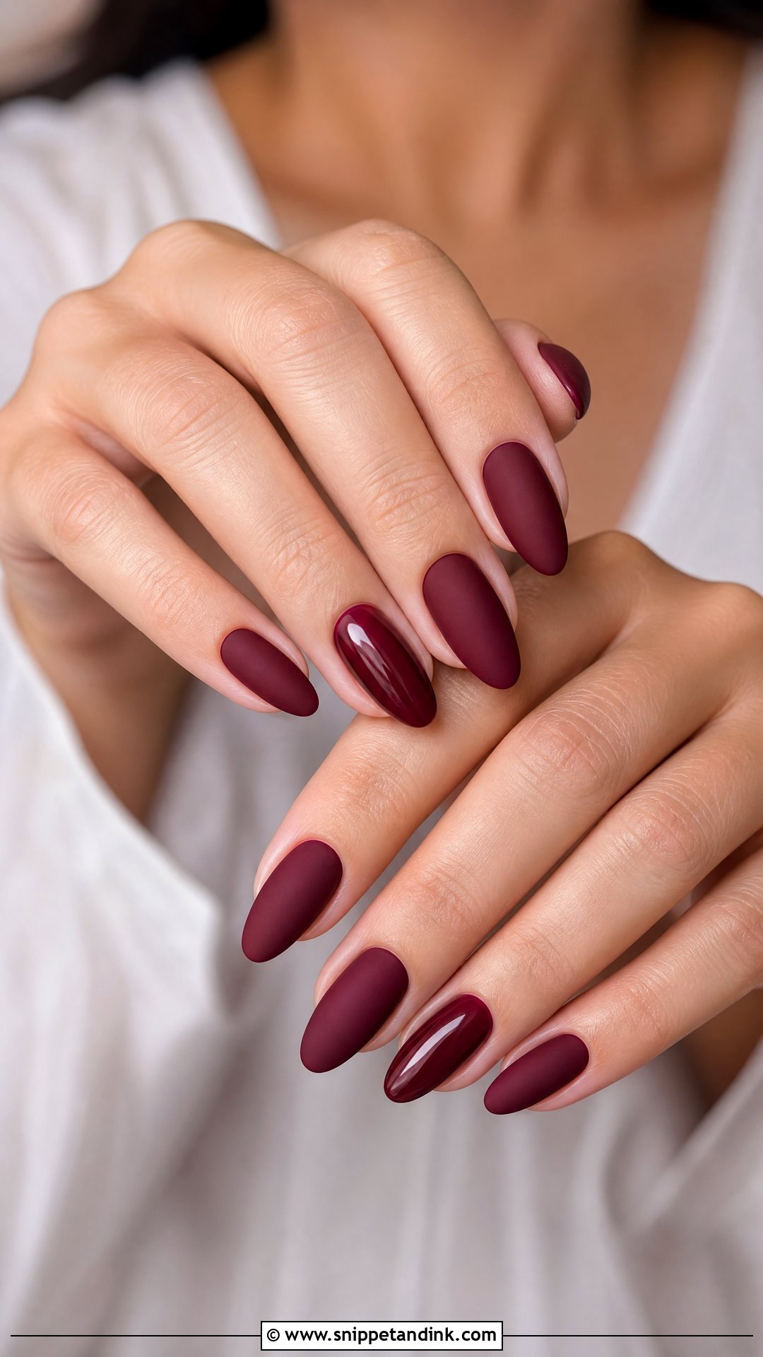 Matte Maroon Wedding Nails - Snippet and Ink - 25 Maroon Wedding Nail Art Ideas