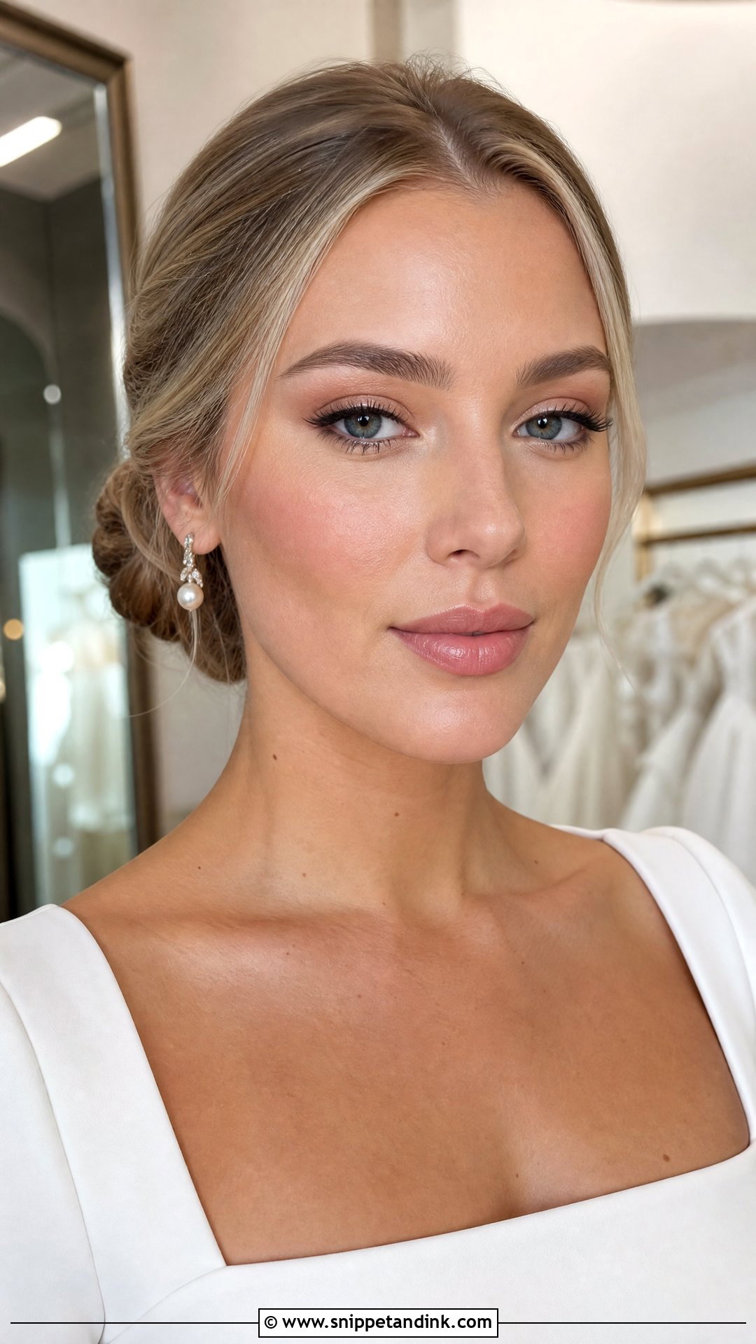 Matte Natural Bridal Makeup With Soft Pink Lip - Snippet and Ink - 25 Simple Natural Bridal Makeup Ideas