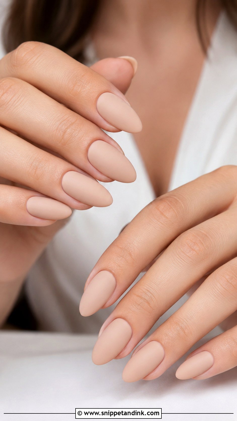 Matte Nude Almond Wedding Nails - Snippet and Ink - 20 Almond Shape Wedding Nails for Bride