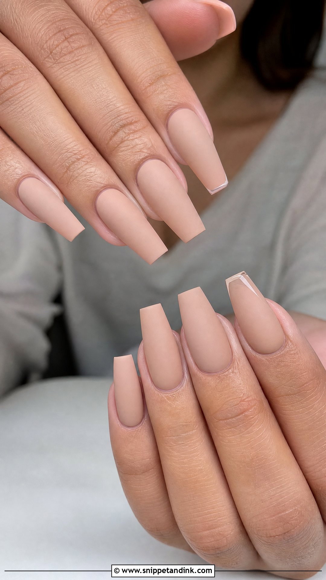 Matte Nude Coffin Engagement Nails - Snippet and Ink - 20 Coffin Engagement Nails