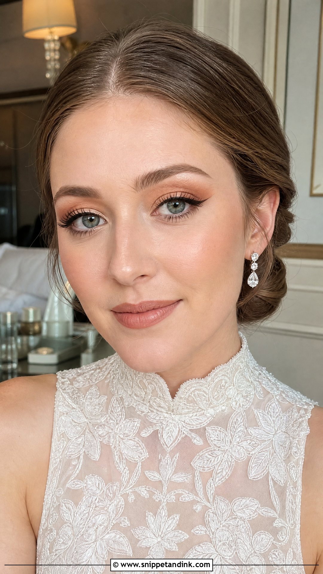 Matte Peach Bridal Makeup - Snippet and Ink - 20 Peachy Bridal Makeup Ideas
