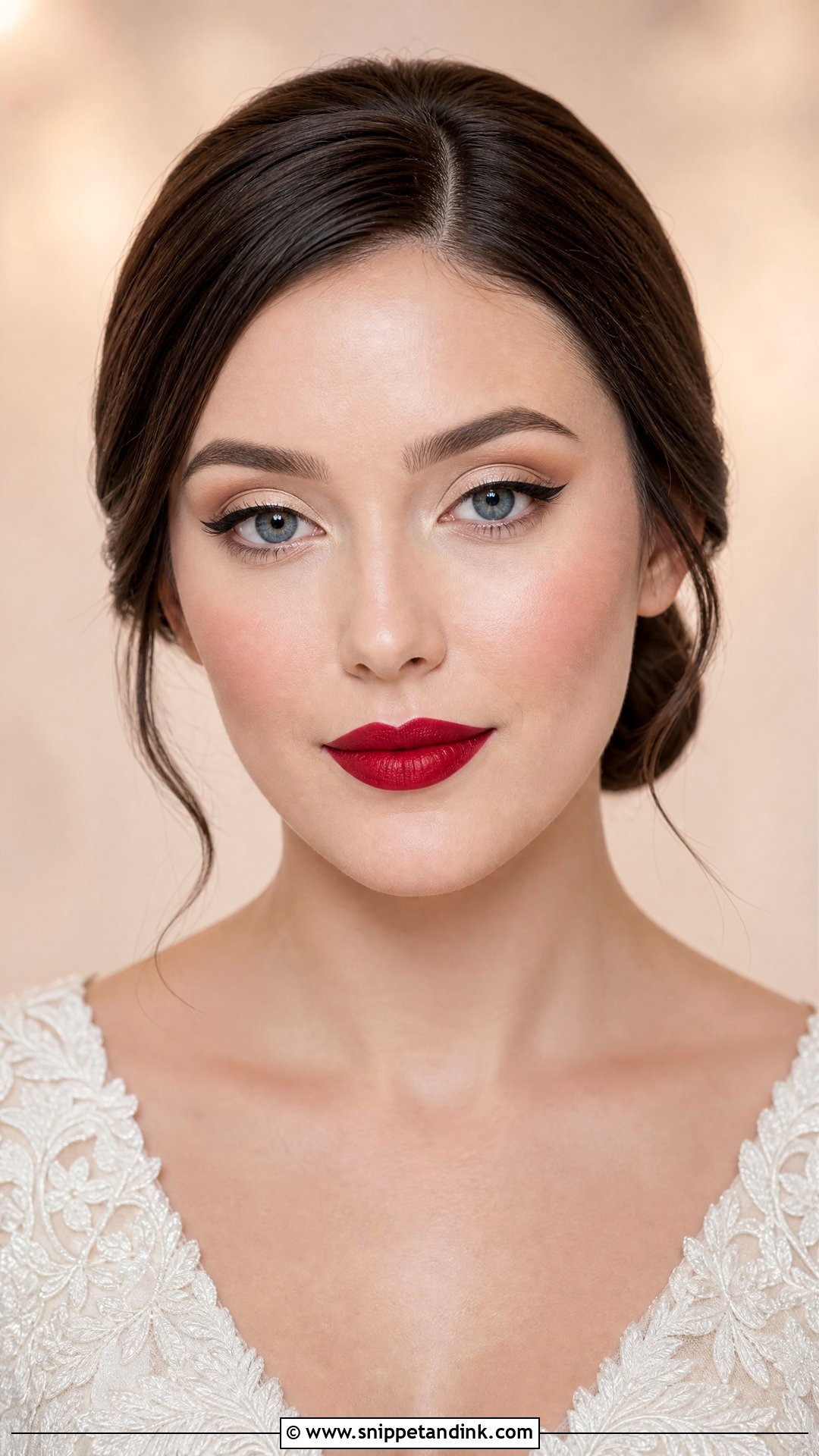 Matte Red Lip Bridal Makeup - Snippet and Ink - 20 Matte Bridal Makeup Ideas
