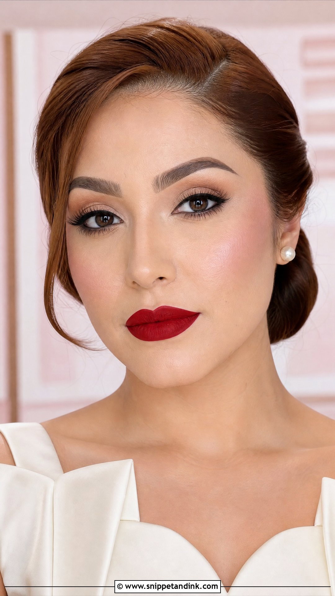 Matte Red Lip Bridal Makeup - Snippet and Ink - 20 Red Lip Bridal Makeup Ideas