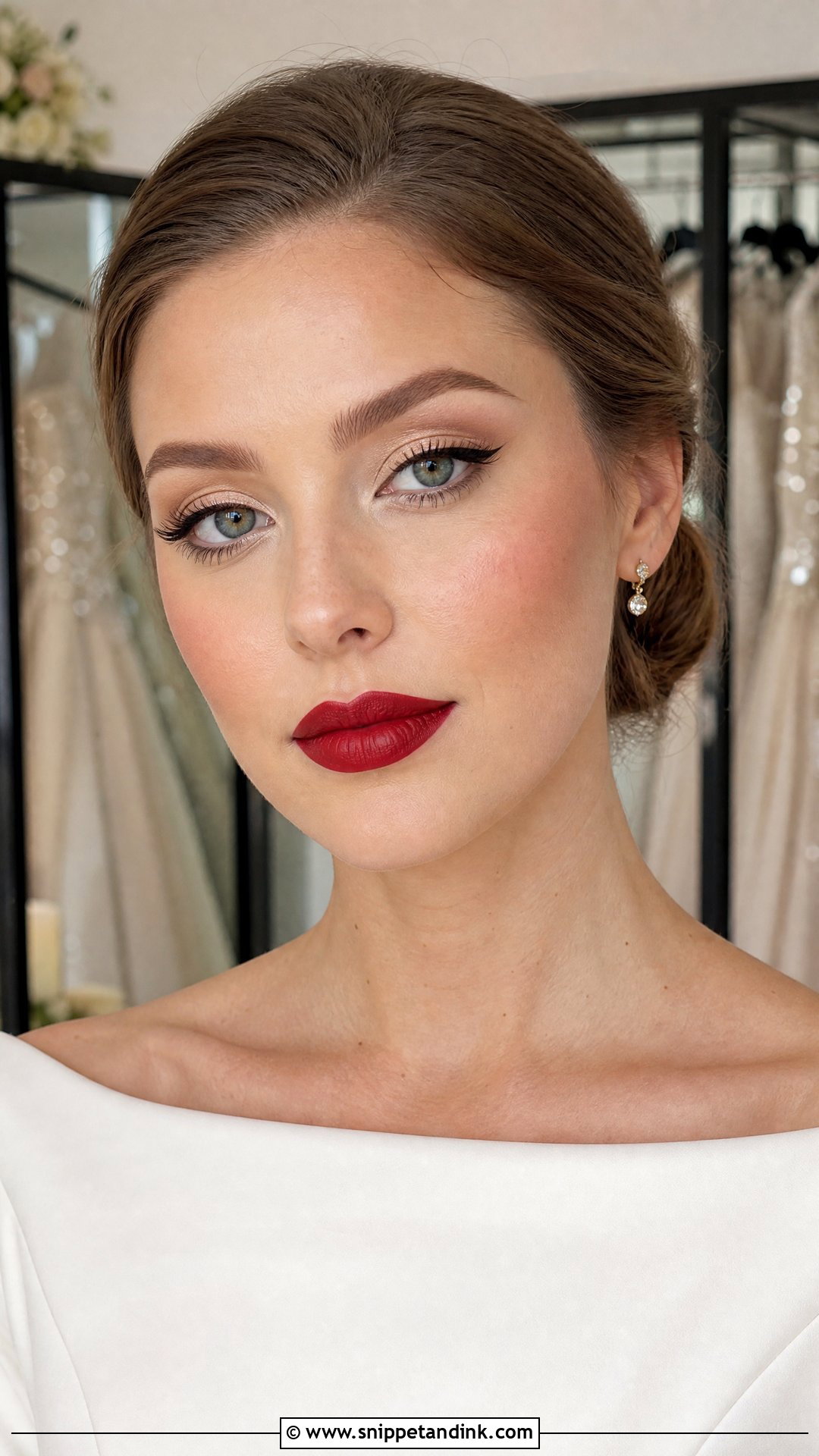 Matte Red Lip Bridal Makeup - Snippet and Ink - 20 Red Lipstick Bridal Makeup Ideas
