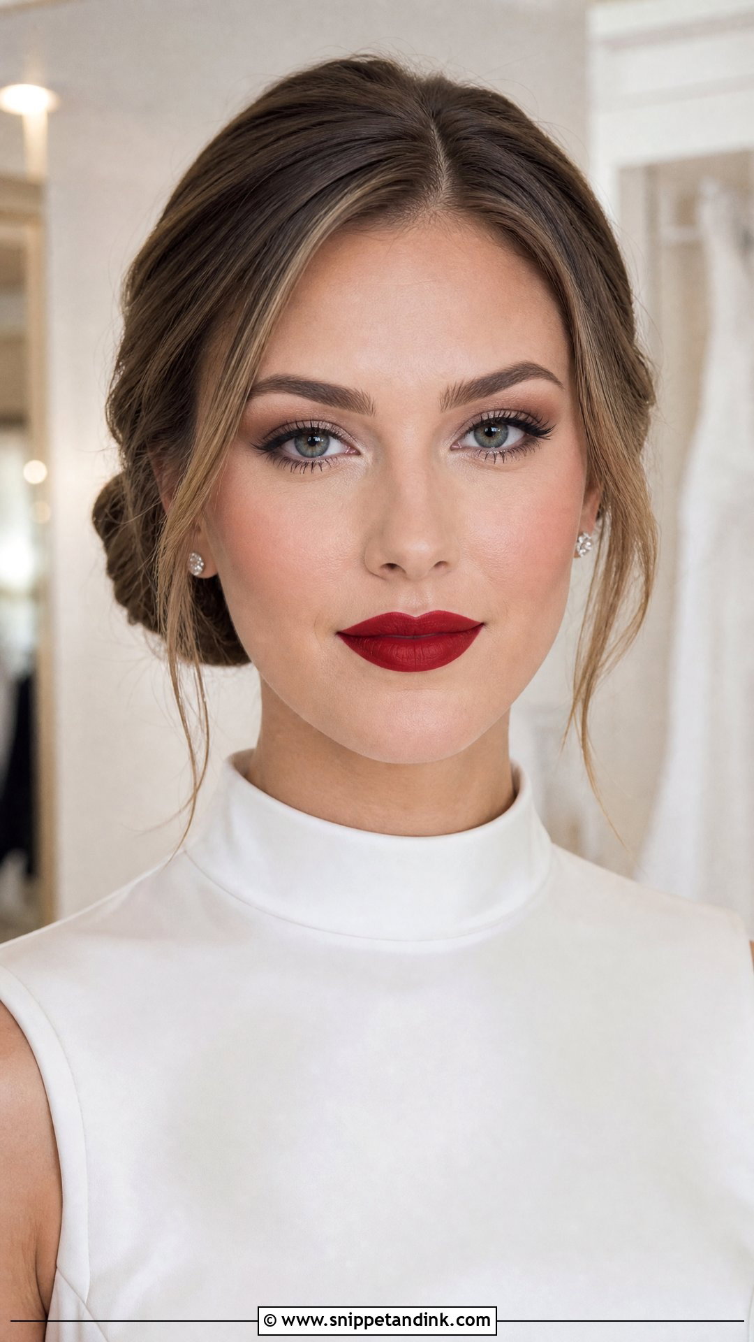 Matte Red Lip Bridal Makeup - Snippet and Ink - 20 Bride Red Lipstick Ideas