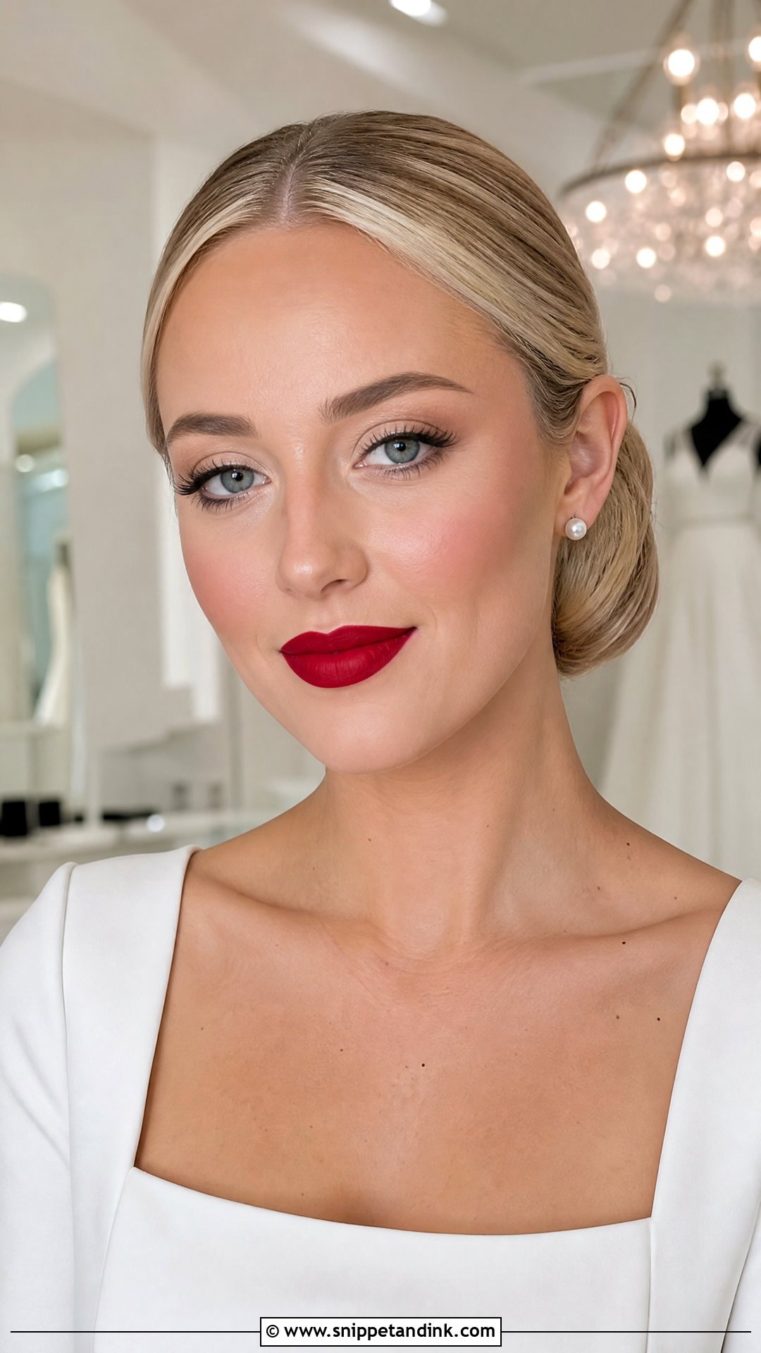 Matte Red Lip Bride Makeup - Snippet and Ink - 20 Red Lips Bride Ideas