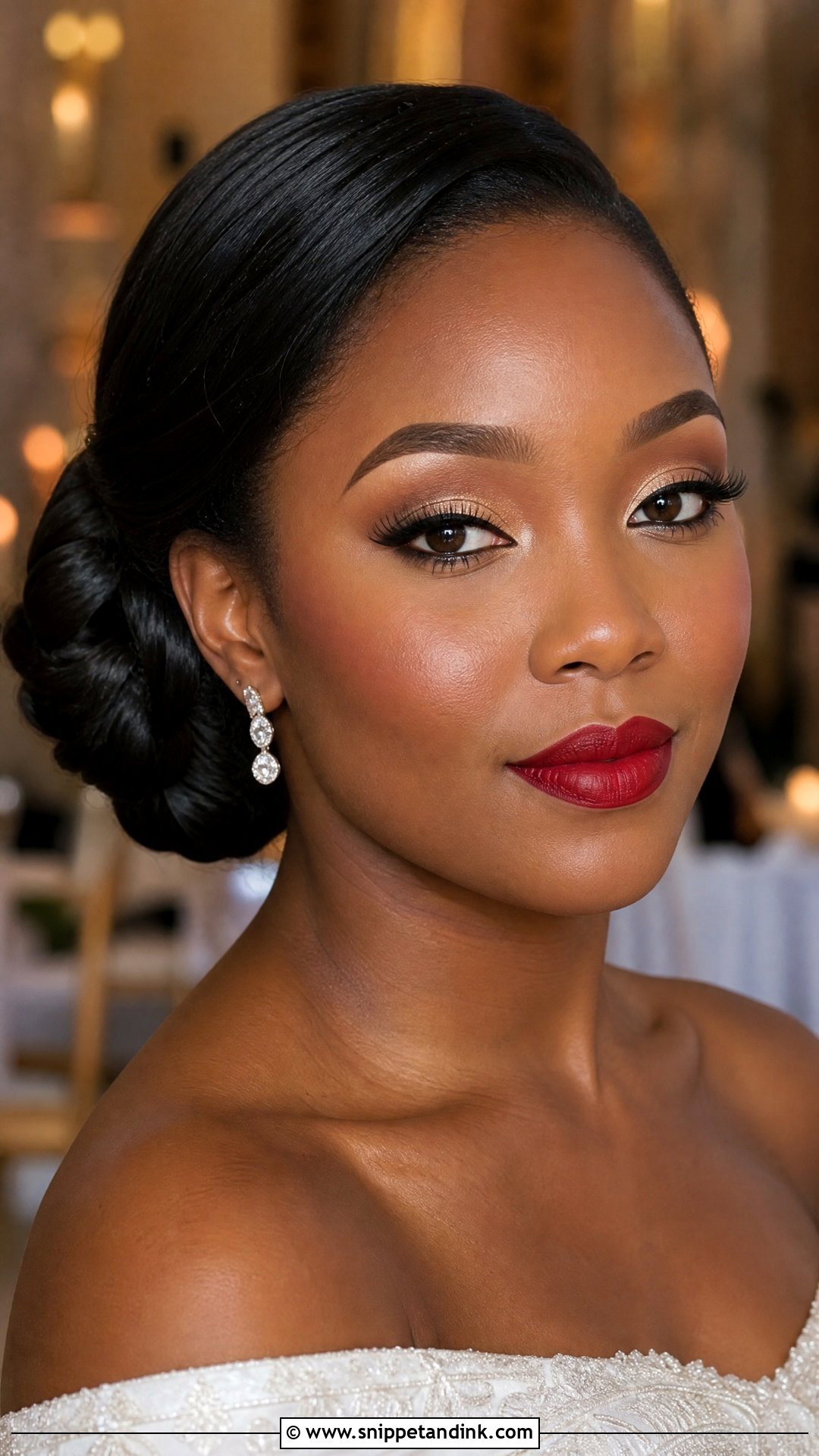 Matte Red Lip Wedding Makeup - Snippet and Ink - 20 Retro Wedding Makeup Ideas
