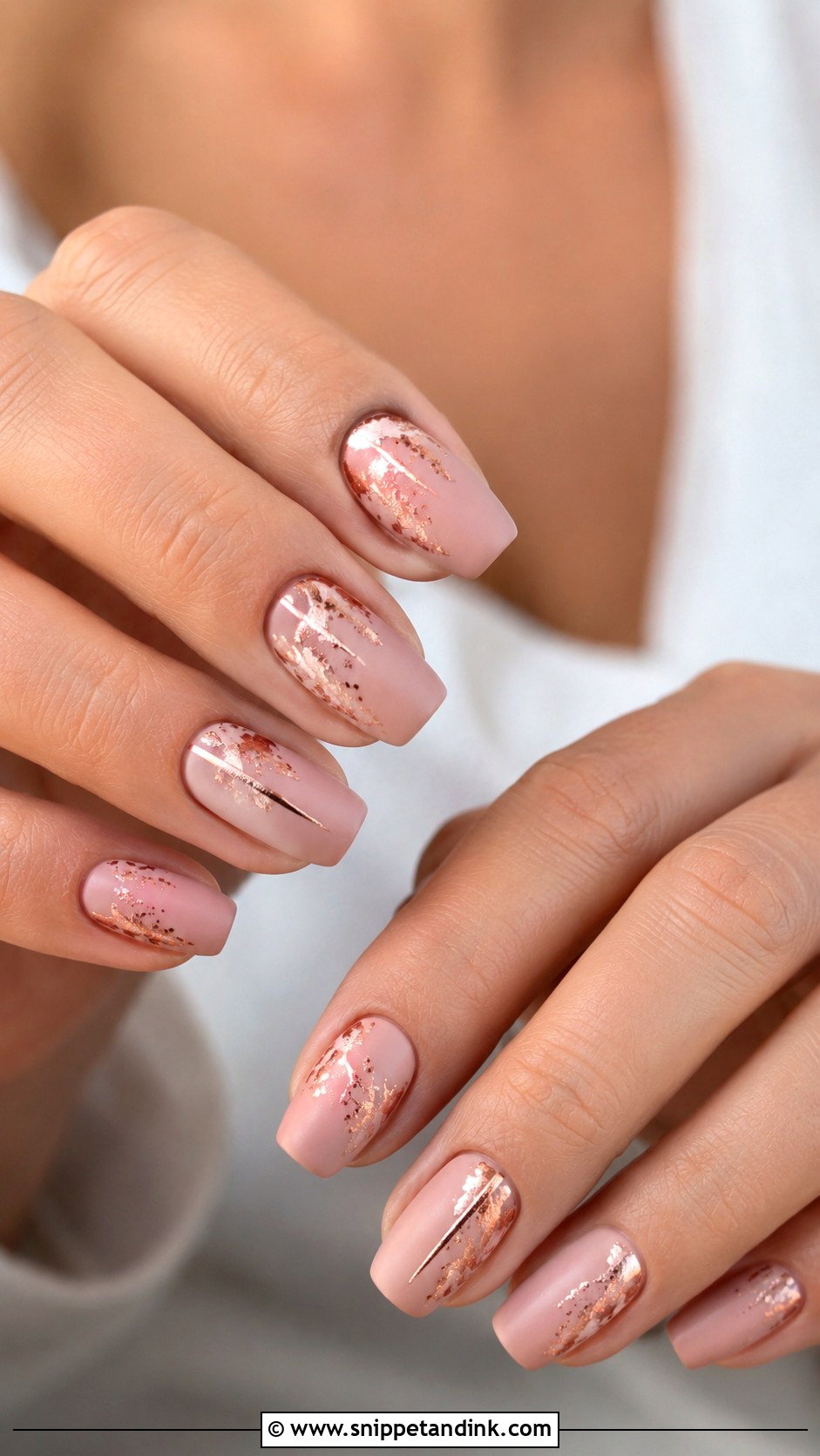 Matte Rose Gold Wedding Nails - Snippet and Ink - 20 Rose Gold Wedding Nails