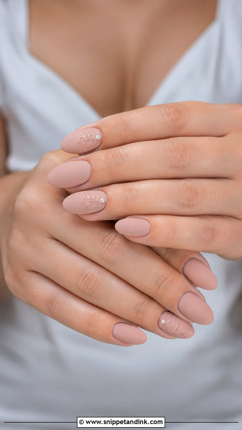 Matte Wedding Nails With Initials - Snippet and Ink - 20 Wedding Nails Initials