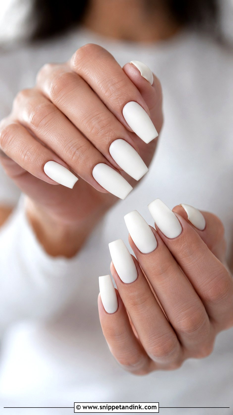 Matte White Coffin Bridal Nails - Snippet and Ink - 20 Coffin Shape Bridal Nails