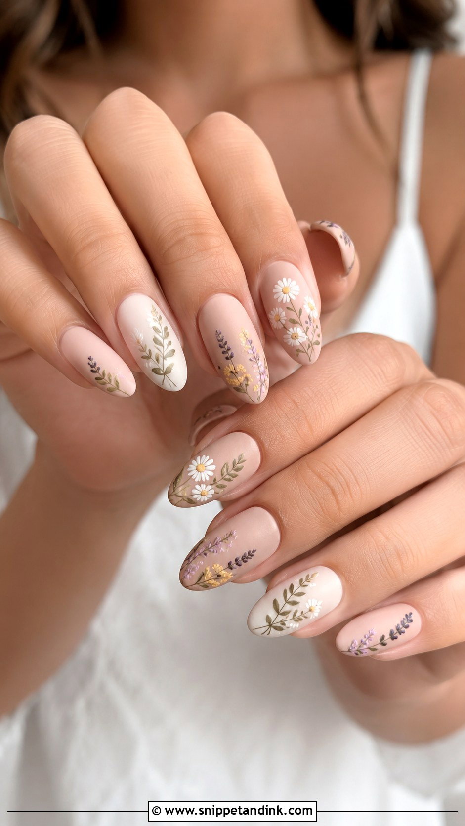 Matte Wildflower Wedding Nails - Snippet and Ink - 20 Wildflower Wedding Nails