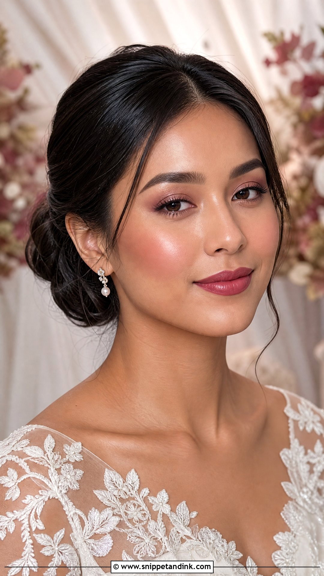 Mauve Bridal Makeup With Berry Lip - Snippet and Ink - 20 Mauve Bridal Makeup Ideas