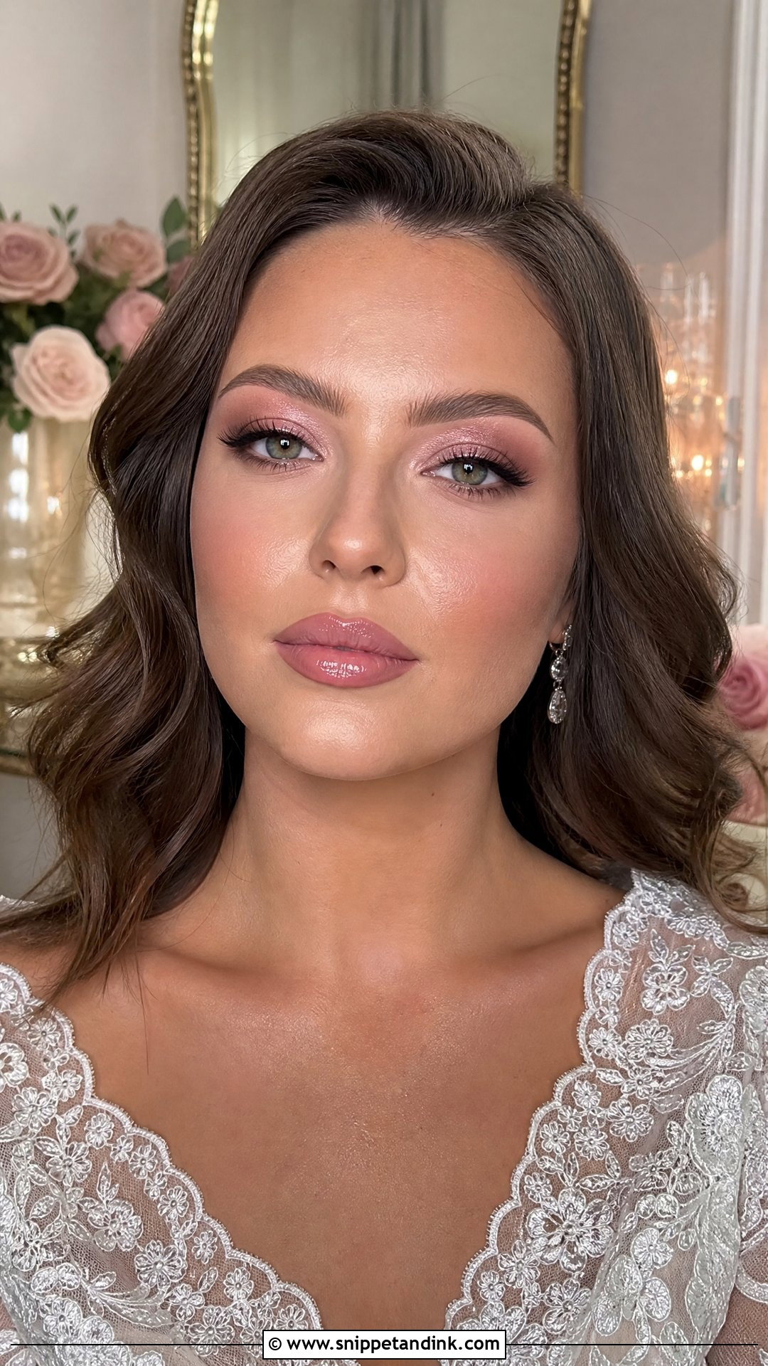 Mauve Bridal Makeup With Glossy Lips - Snippet and Ink - 20 Mauve Bridal Makeup Ideas