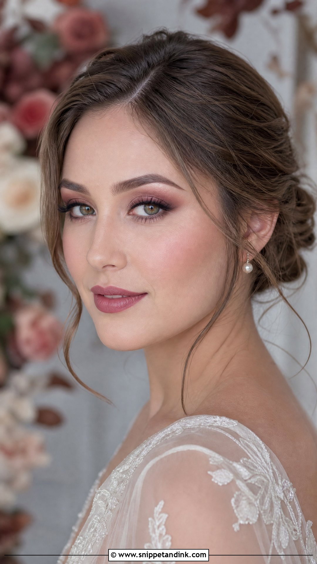 Mauve Brunette Bridal Makeup - Snippet and Ink - 20 Brunette Bridal Makeup Ideas