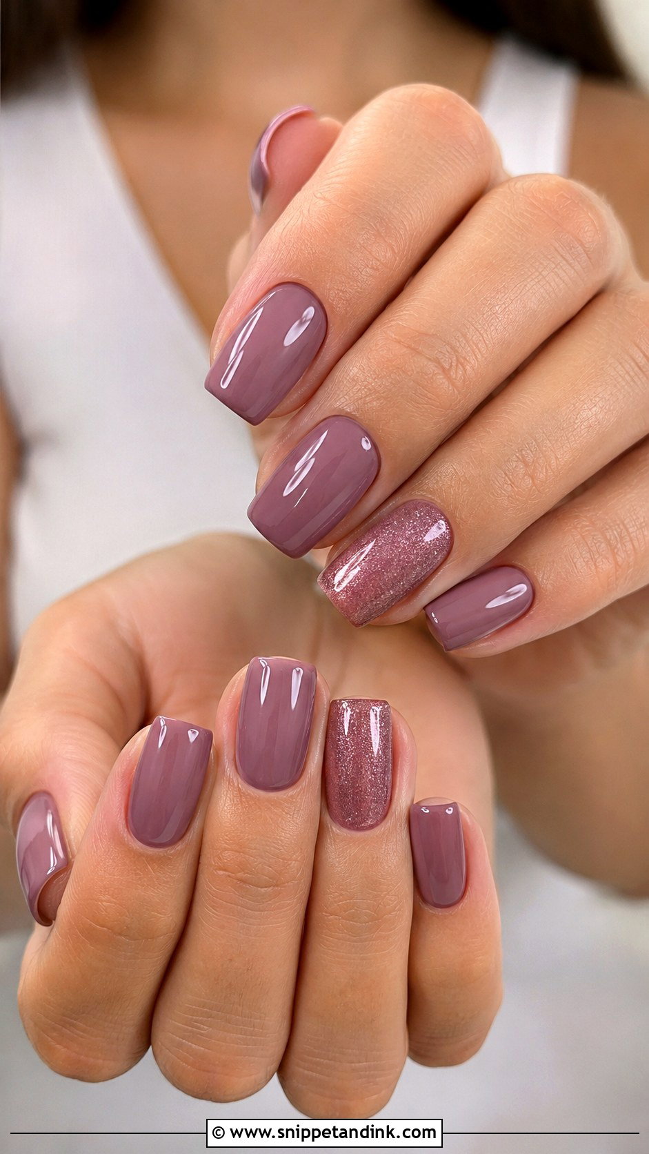 Mauve Glossy Nails - Snippet and Ink - 20 Nail Art for Wedding Guest Ideas