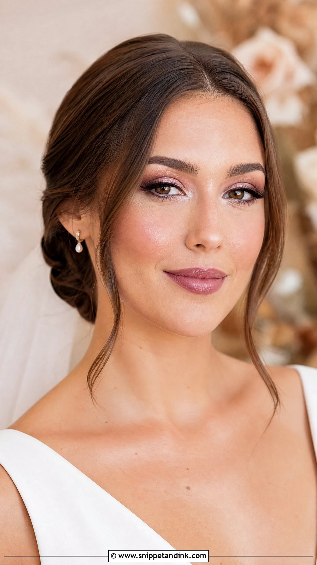 Mauve Glowy Bridal Makeup - Snippet and Ink - 30 Glowy Bridal Makeup Ideas