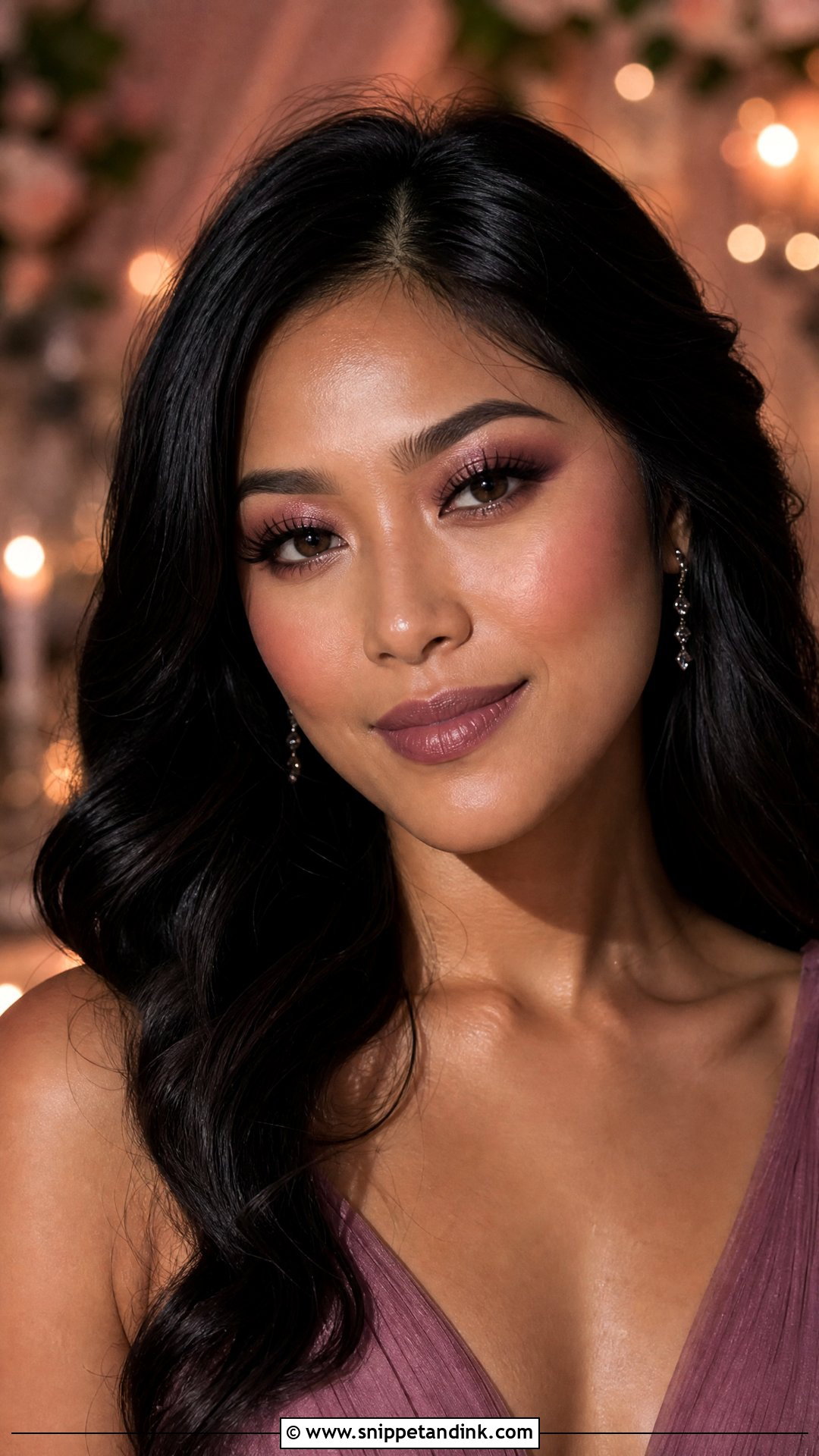 Mauve Soft Glam Night Wedding Makeup - Snippet and Ink - 20 Night Wedding Makeup Ideas