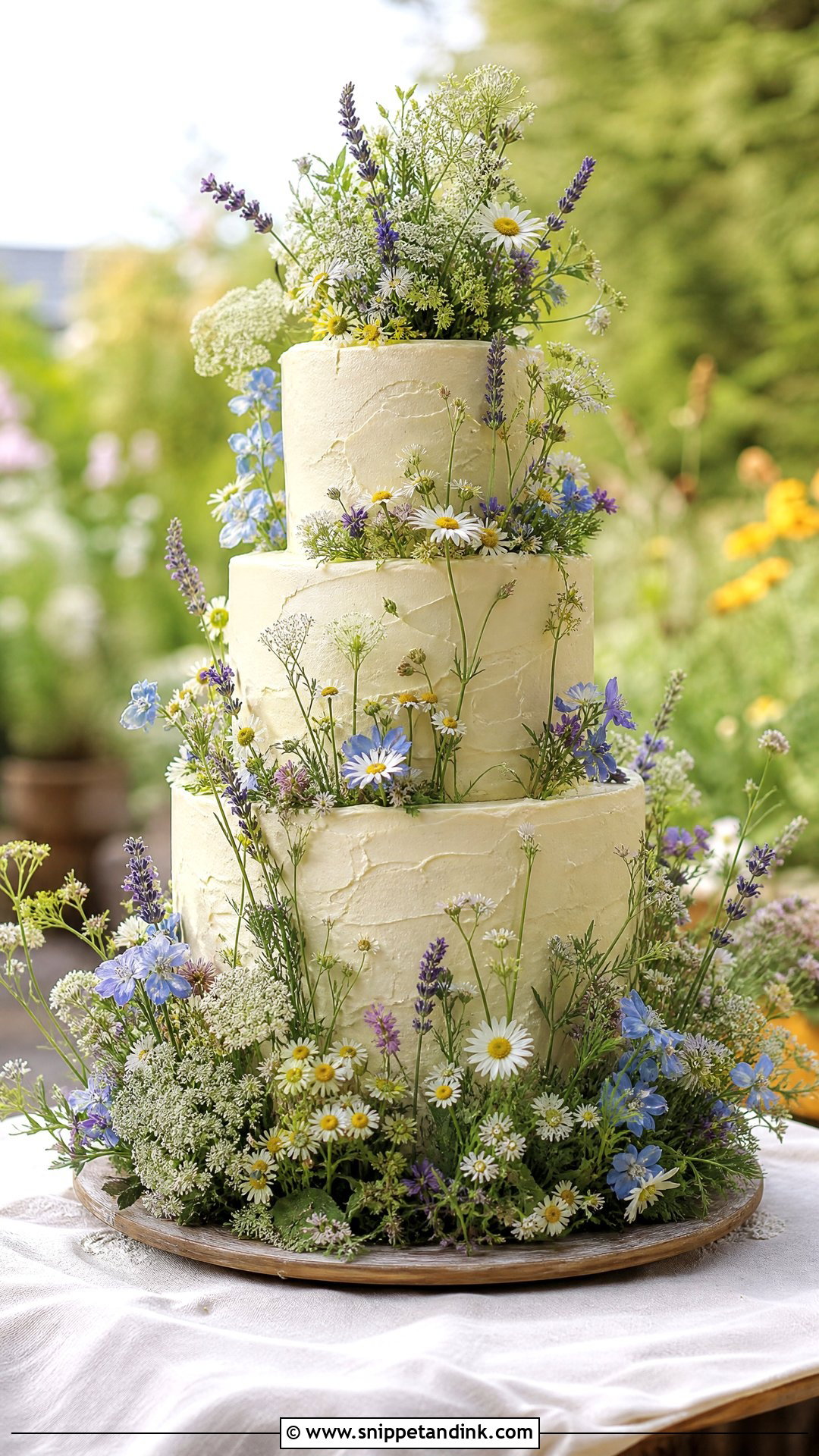 Meadow Wildflower Wedding Cake - Snippet and Ink - 20 Wildflower Wedding Cake Ideas