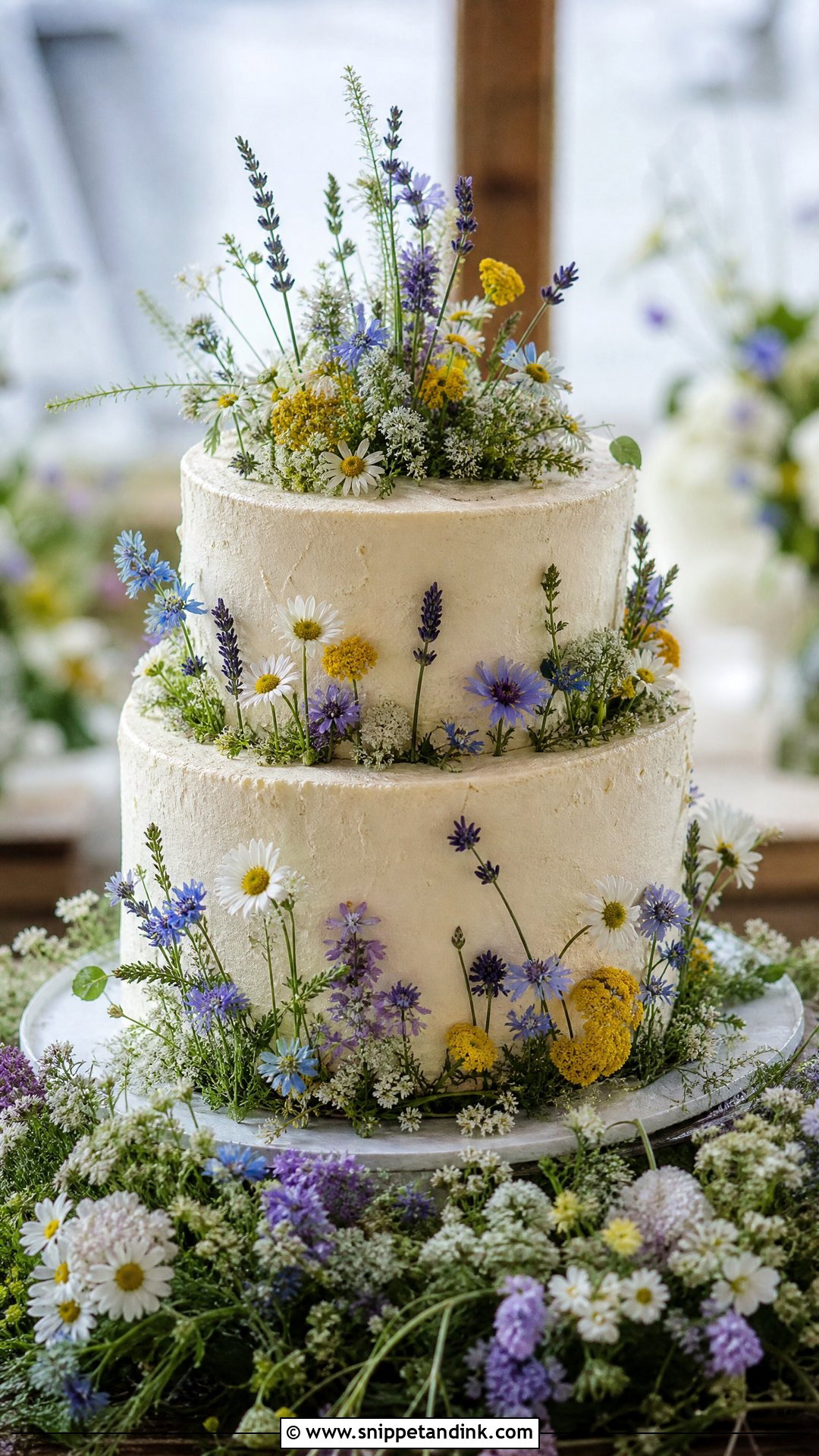 Meadow Wildflower Wedding Cake - Snippet and Ink - 20 Wildflower Cakes for Wedding
