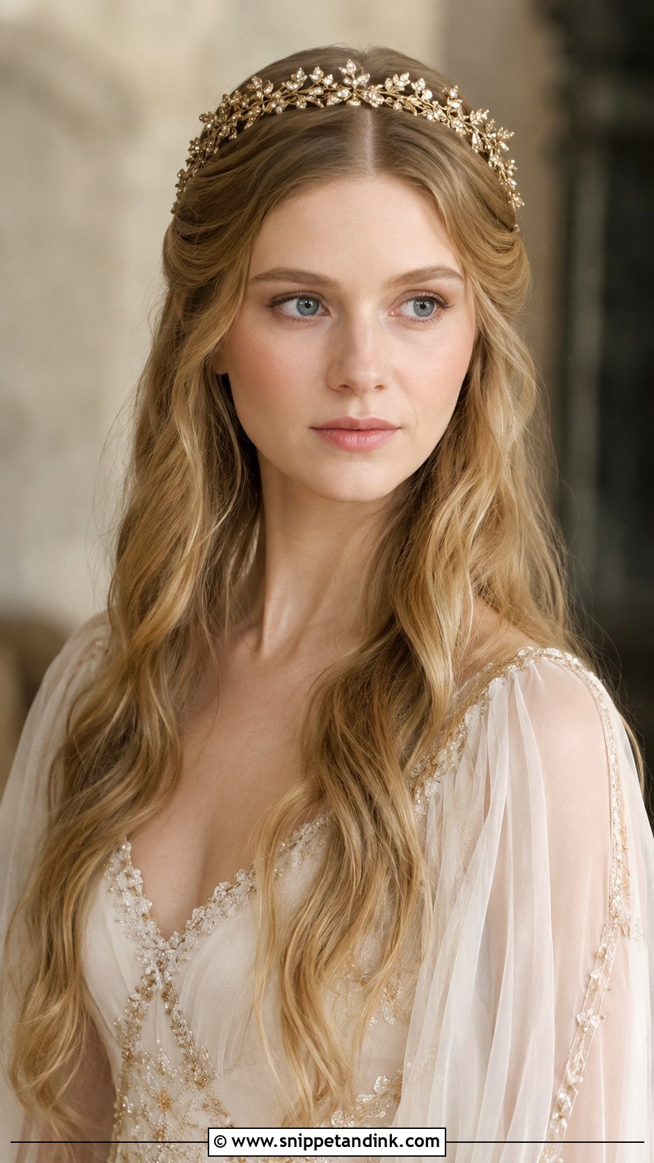 Medieval Loose Waves With Circlet - Snippet and Ink - 20 Medieval Wedding Hair Ideas