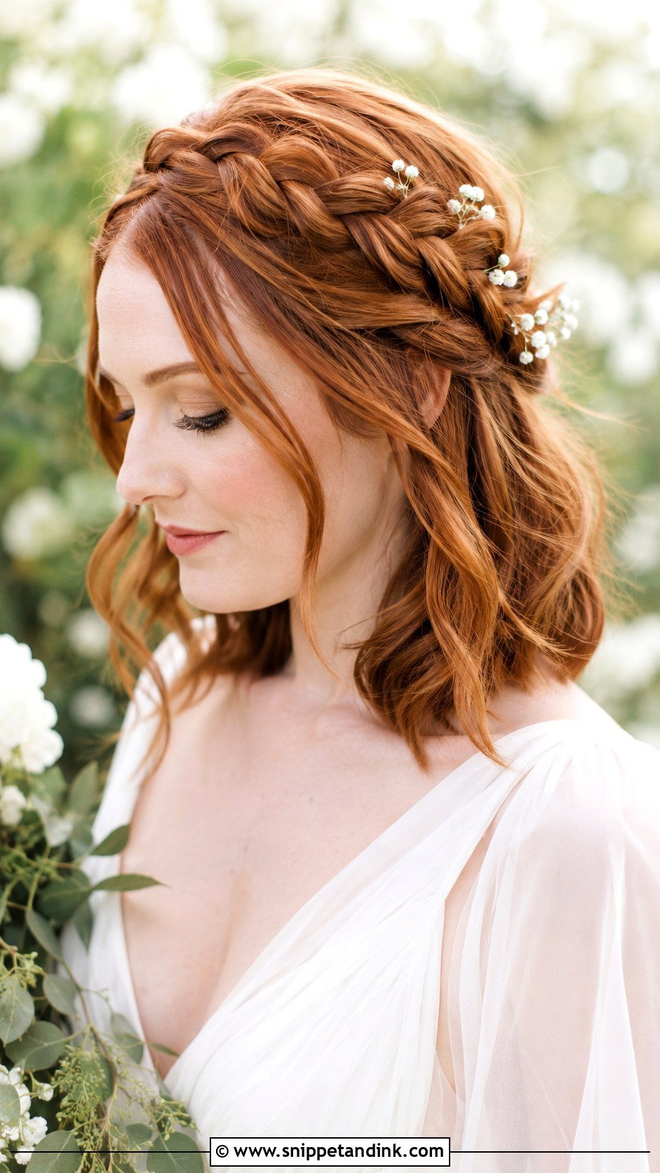 Medium Braided Crown Wedding Hairstyle - Snippet and Ink - 15 Medium Hairstyles for Wedding
