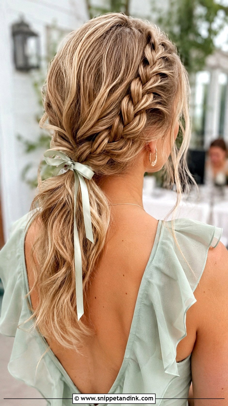 Medium Braided Low Ponytail Wedding Guest Hair - Snippet and Ink - 20 Easy Medium Wedding Guest Hair Ideas