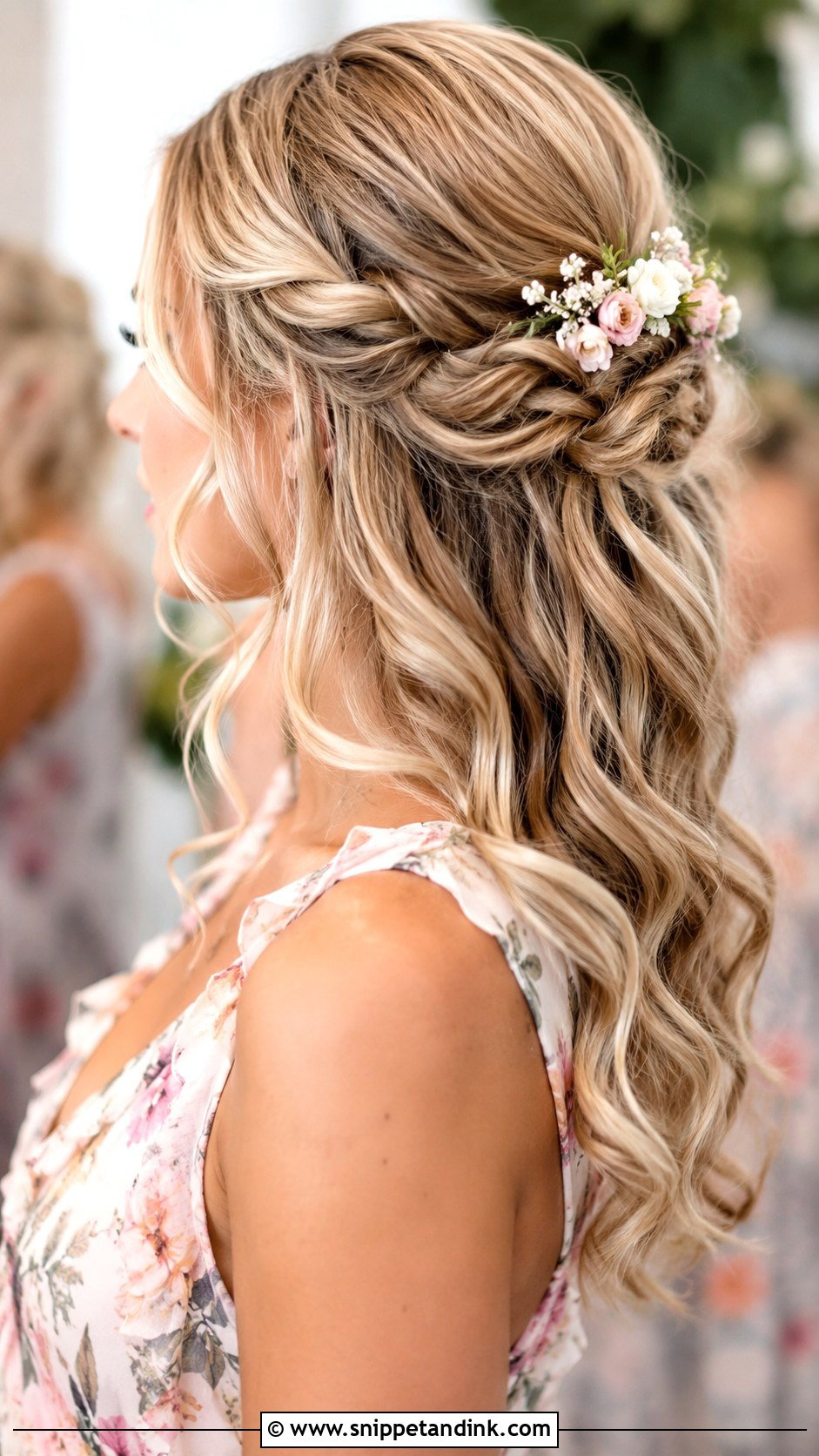 Medium Bridesmaid Hairstyle With Flowers - Snippet and Ink - 30 Bridesmaid Hairstyles Medium Length