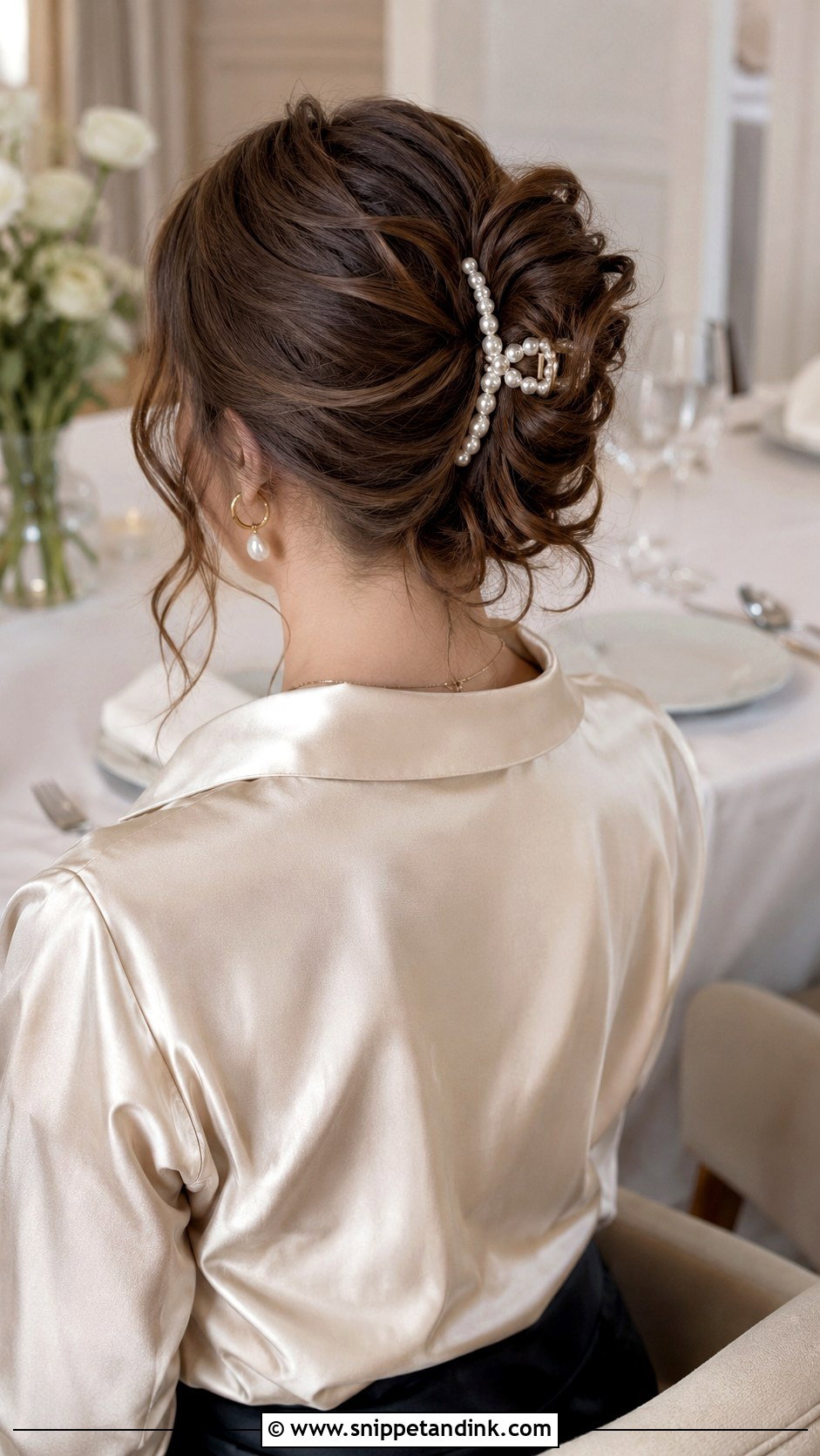 Medium Claw Clip Updo Wedding Guest Hairstyle - Snippet and Ink - 15 Medium Updo Wedding Guest Hairstyles