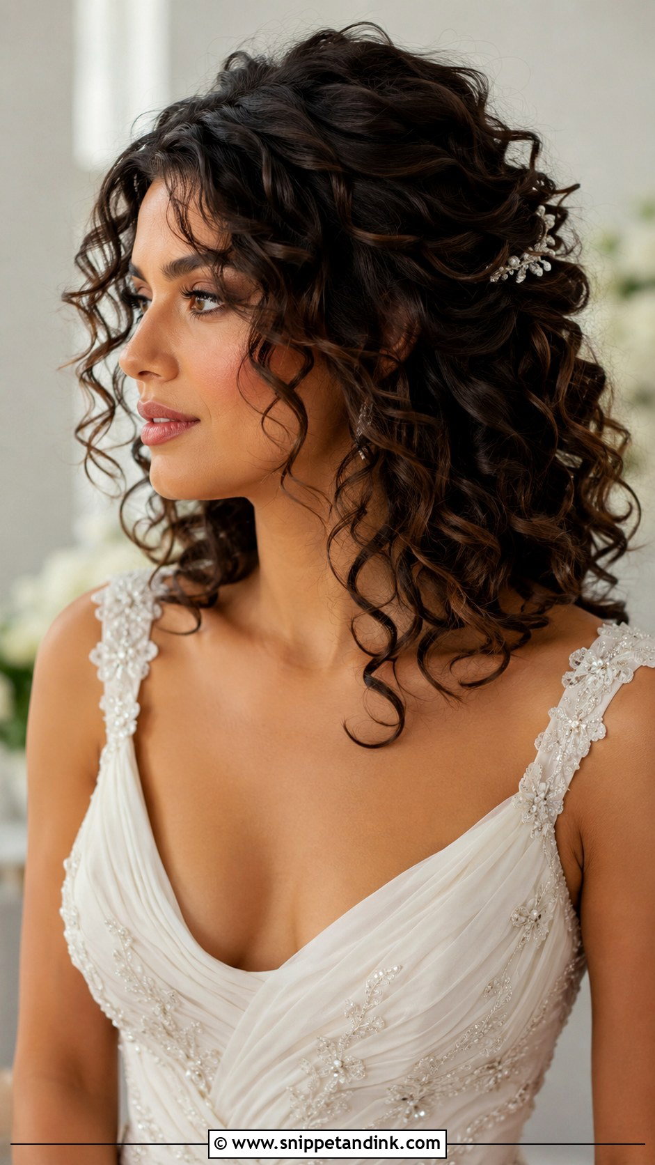 Medium Curly Bridal Hair - Snippet and Ink - 20 Bridal Hairstyles for Curly Hair