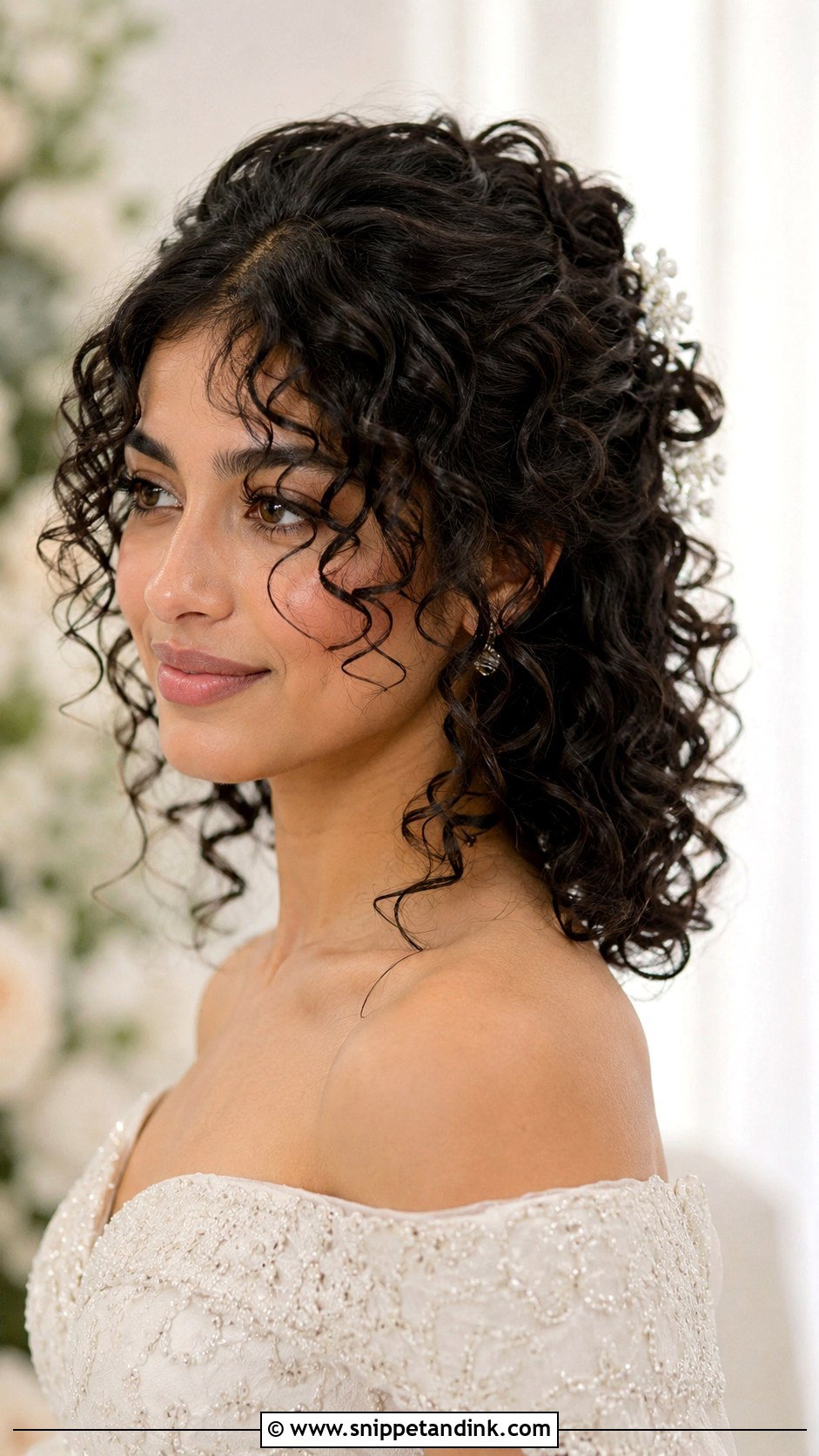 Medium Curly Hair With Curtain Bangs - Snippet and Ink - 15 Medium Length Curls Wedding Hairstyles