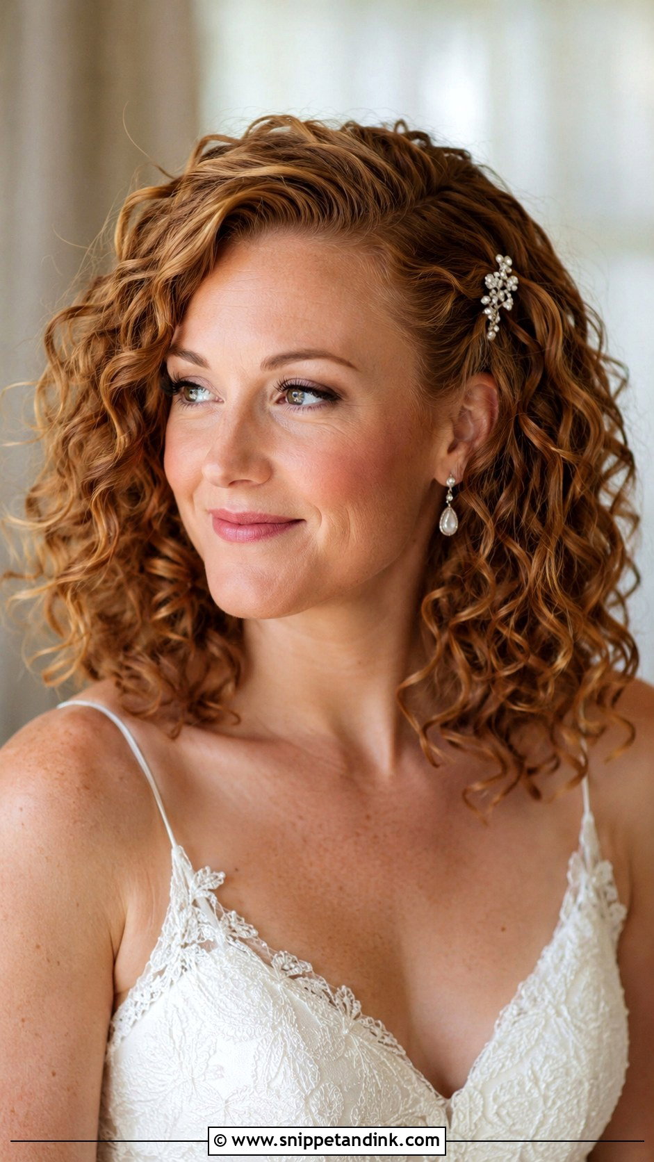 Medium Curly Hair With Side Part - Snippet and Ink - 15 Medium Length Curls Wedding Hairstyles