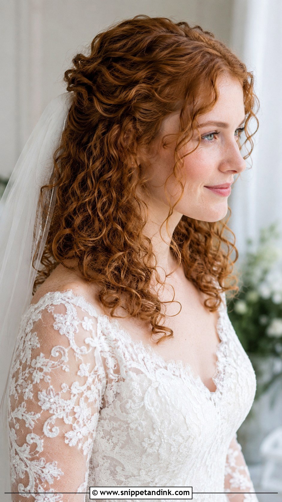 Medium Curly Hair With Veil - Snippet and Ink - 15 Medium Length Curls Wedding Hairstyles