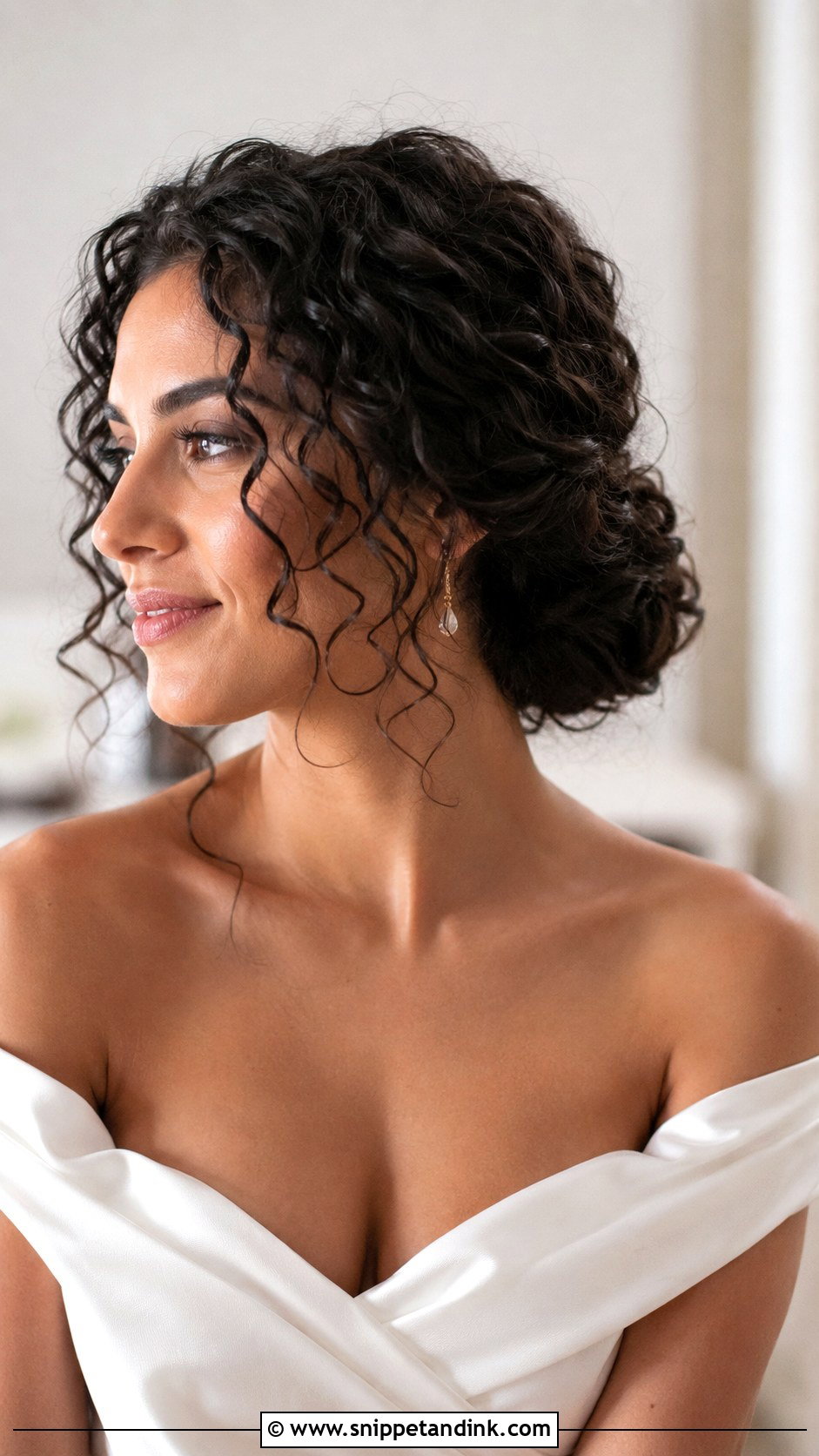 Medium Curly Low Bun Wedding Hair - Snippet and Ink - 15 Medium Length Curls Wedding Hairstyles