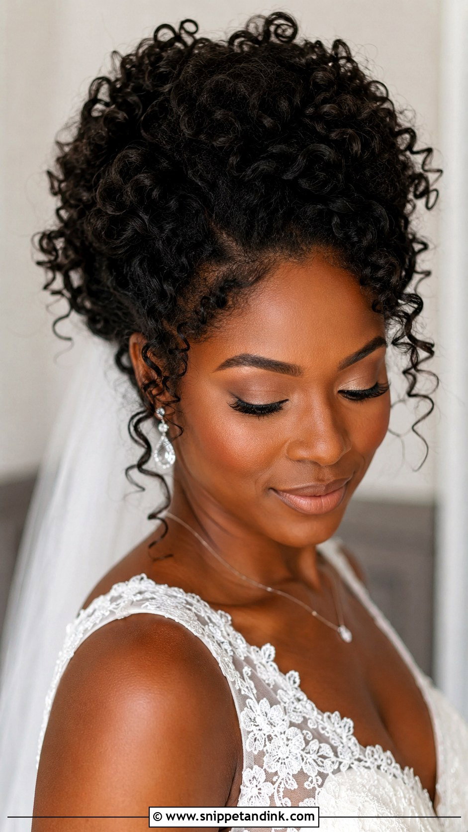 Medium Curly Updo Wedding Hair - Snippet and Ink - 15 Medium Length Curls Wedding Hairstyles