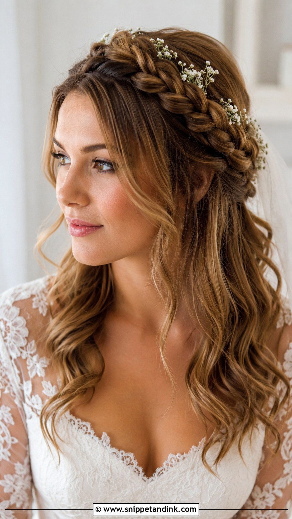 Medium Hair Braided Crown Wedding Hairstyle - Snippet and Ink - 20 Medium Hair Styles for Wedding