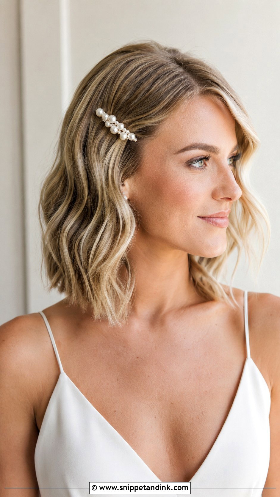 Medium Hair Bridal Bob Waves - Snippet and Ink - 20 Medium Hair Bridal Hairstyles