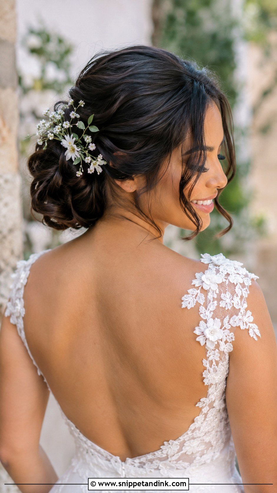 Medium Hair Bridal Floral Updo - Snippet and Ink - 20 Medium Hair Bridal Hairstyles