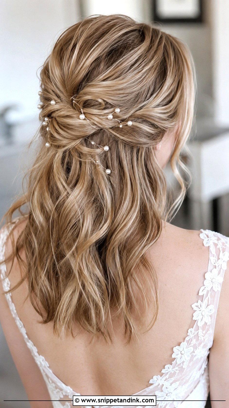 Medium Hair Bridal Half Up Half Down - Snippet and Ink - 20 Medium Hair Bridal Hairstyles