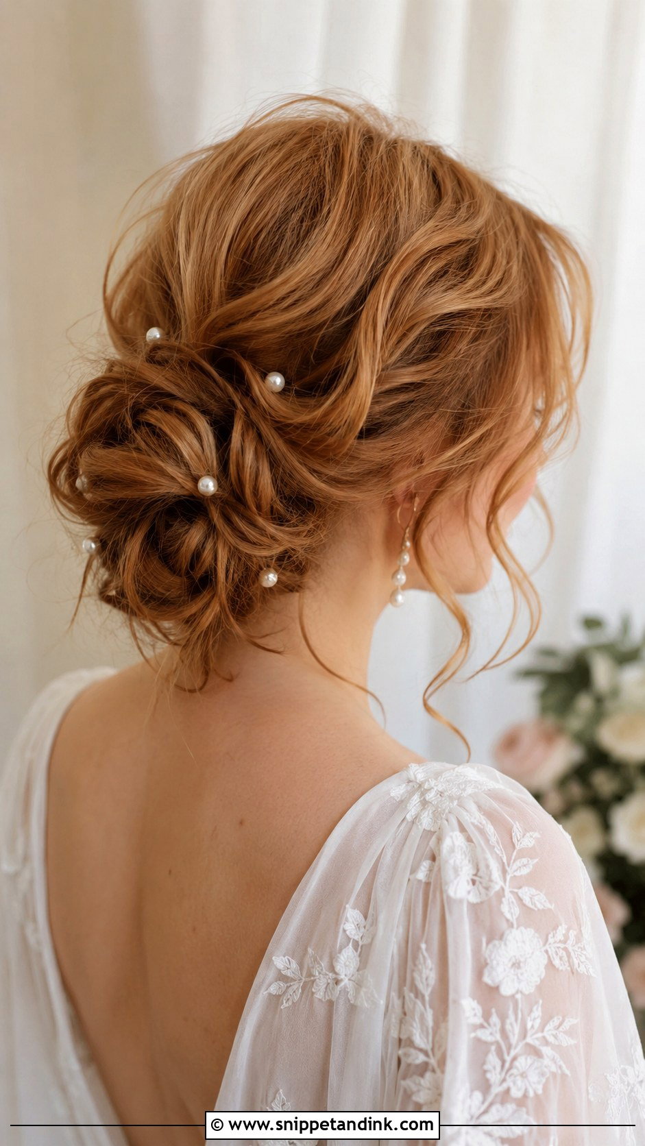 Medium Hair Bridal Messy Bun - Snippet and Ink - 20 Medium Hair Bridal Hairstyles