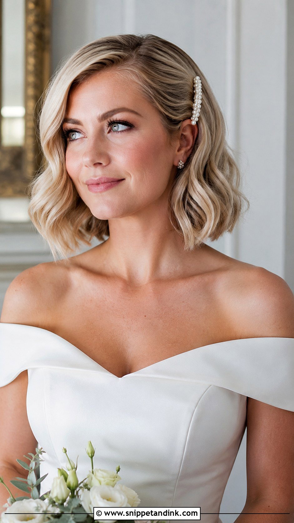 Medium Hair Bride Blunt Bob Waves - Snippet and Ink - 20 Medium Hair Bride Ideas