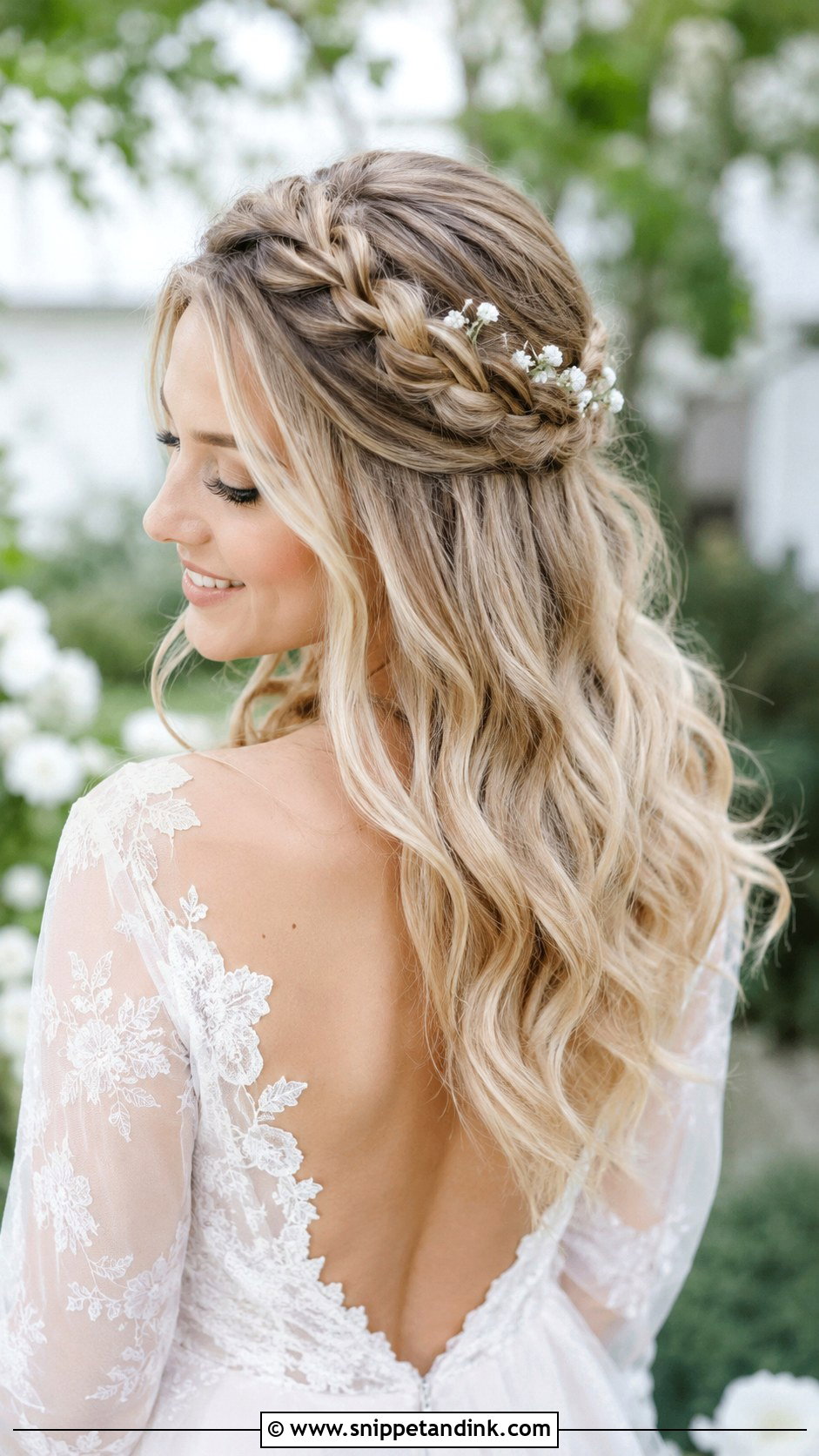 Medium Hair Bride Braided Crown - Snippet and Ink - 20 Medium Hair Bride Ideas