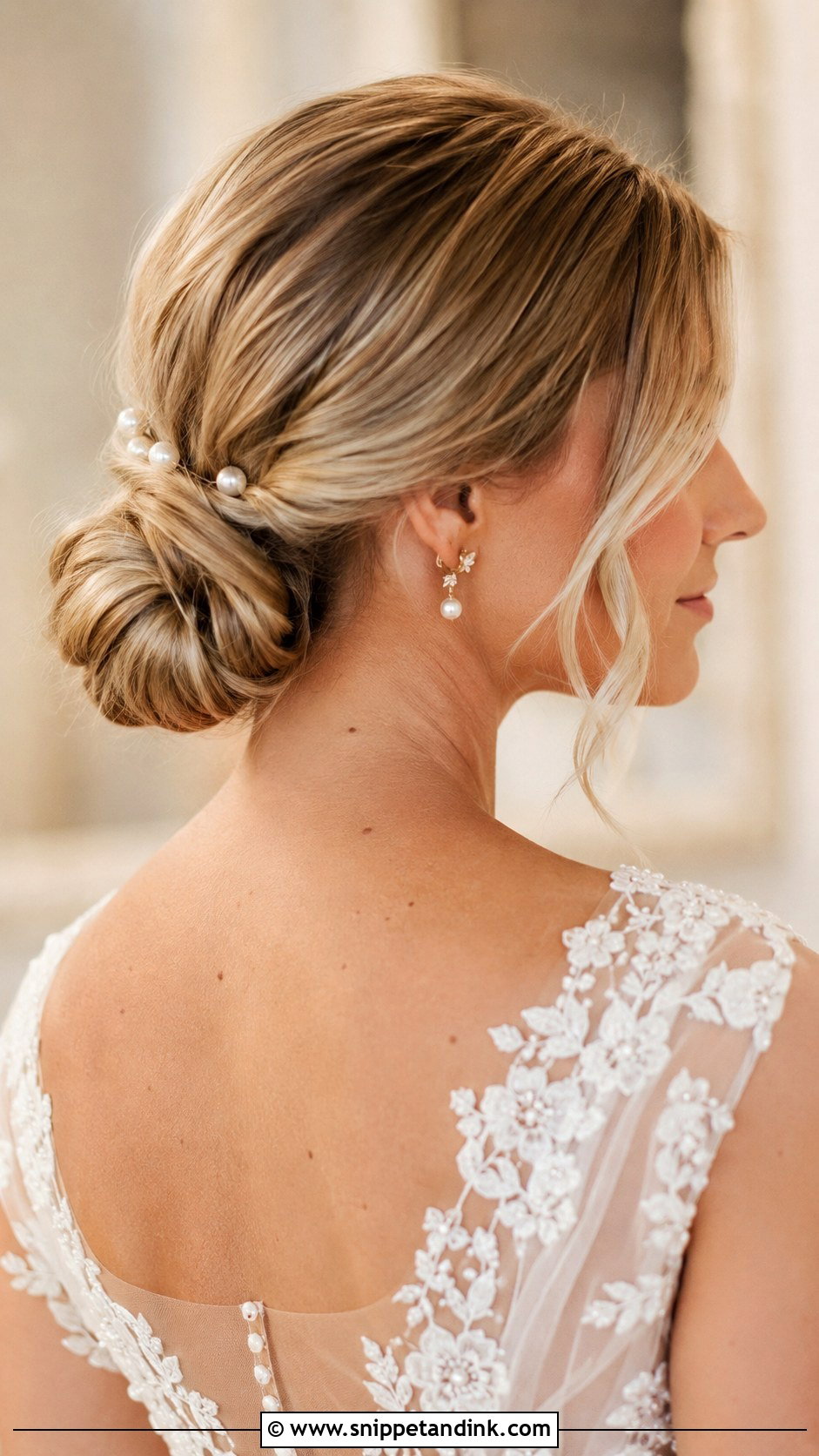 Medium Hair Bride Low Chignon - Snippet and Ink - 20 Medium Hair Bride Ideas
