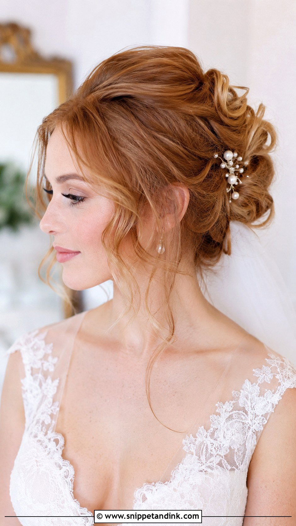 Medium Hair Bride Messy Updo - Snippet and Ink - 20 Medium Hair Bride Ideas